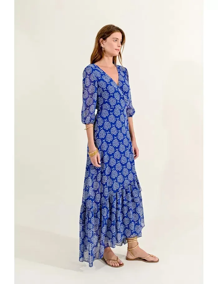 Molly Bracken Long Blue Wrap Dress