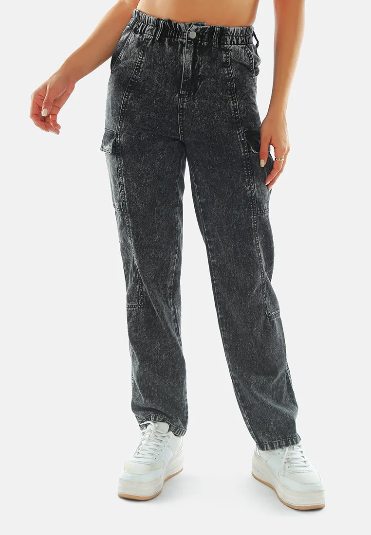 Multi Panel Washed Denim Pants