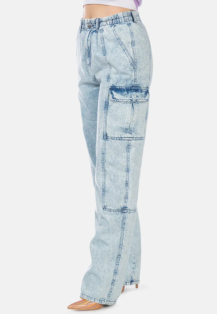 Multi Panel Washed Denim Pants