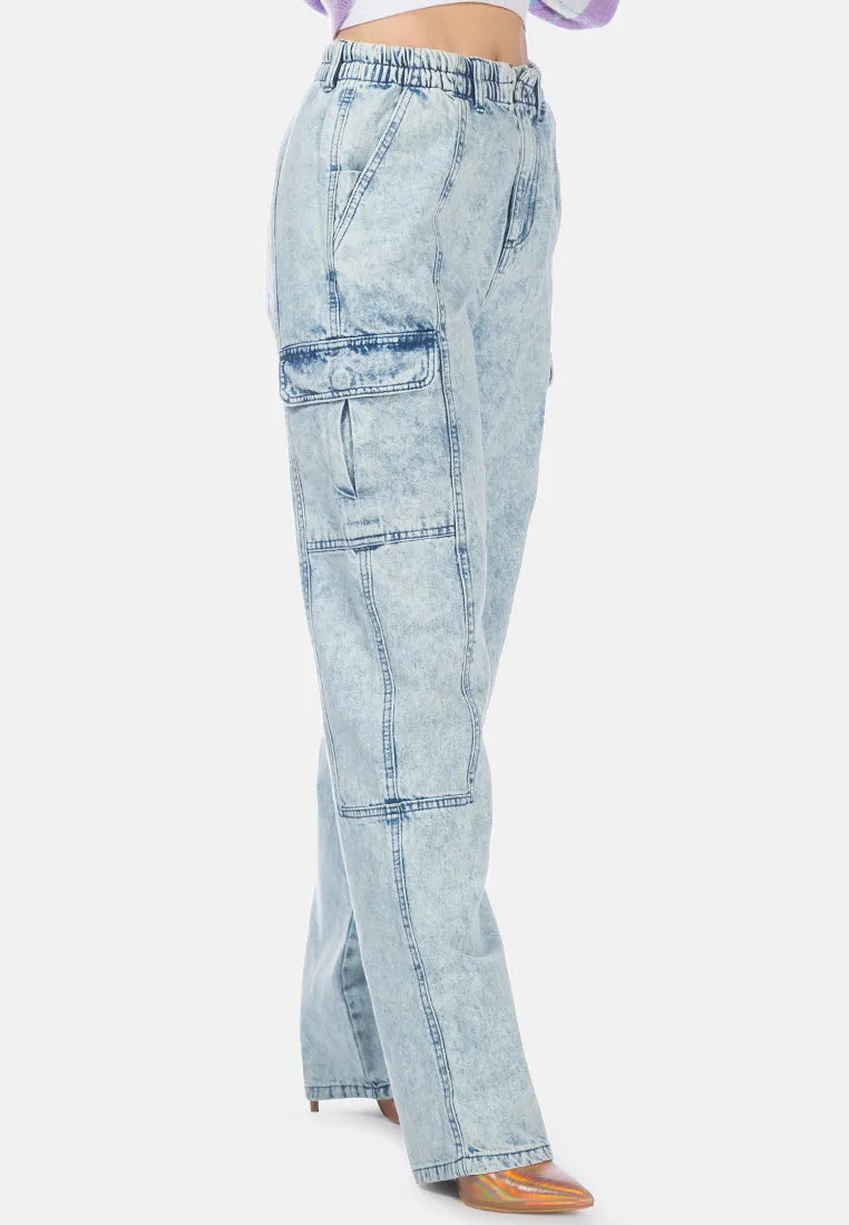 Multi Panel Washed Denim Pants