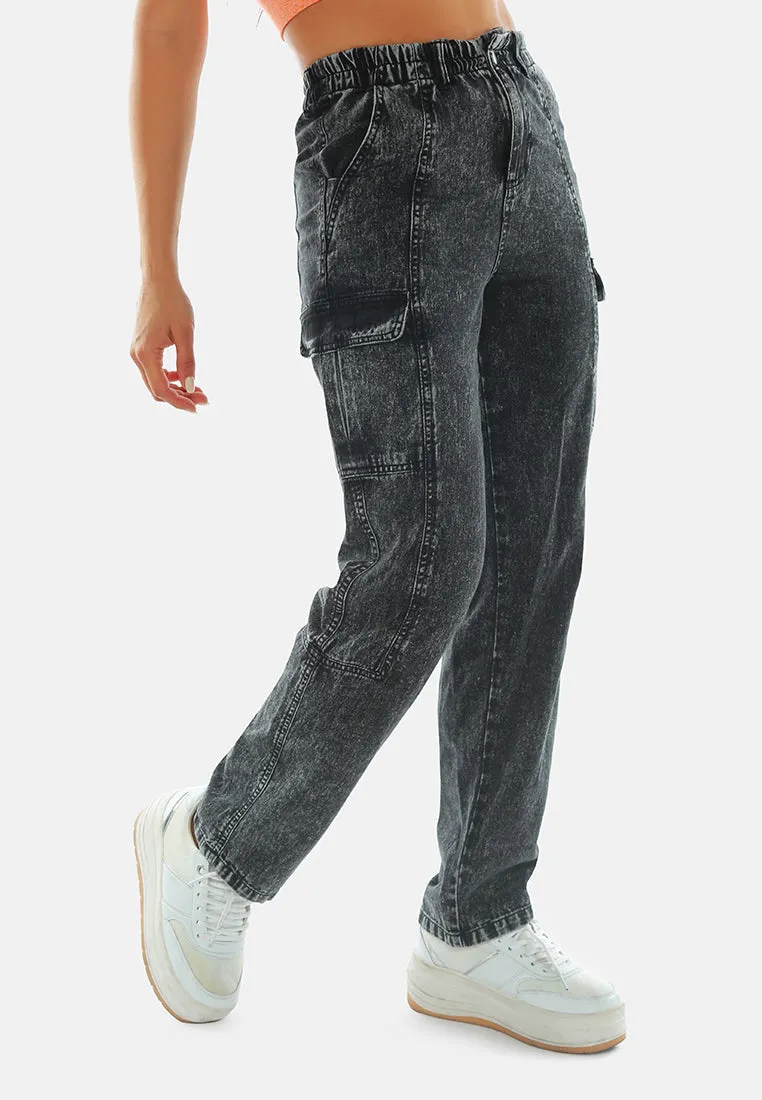 Multi Panel Washed Denim Pants