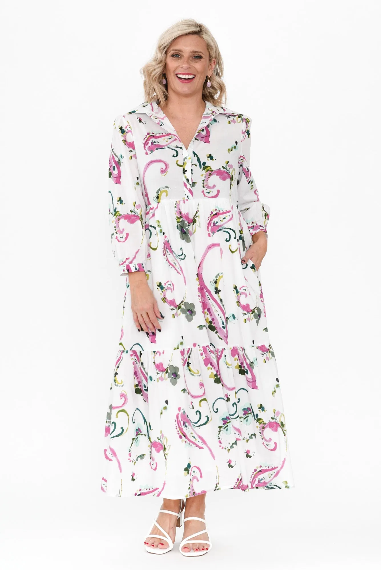 Noleen Pink Paisley Cotton Dress