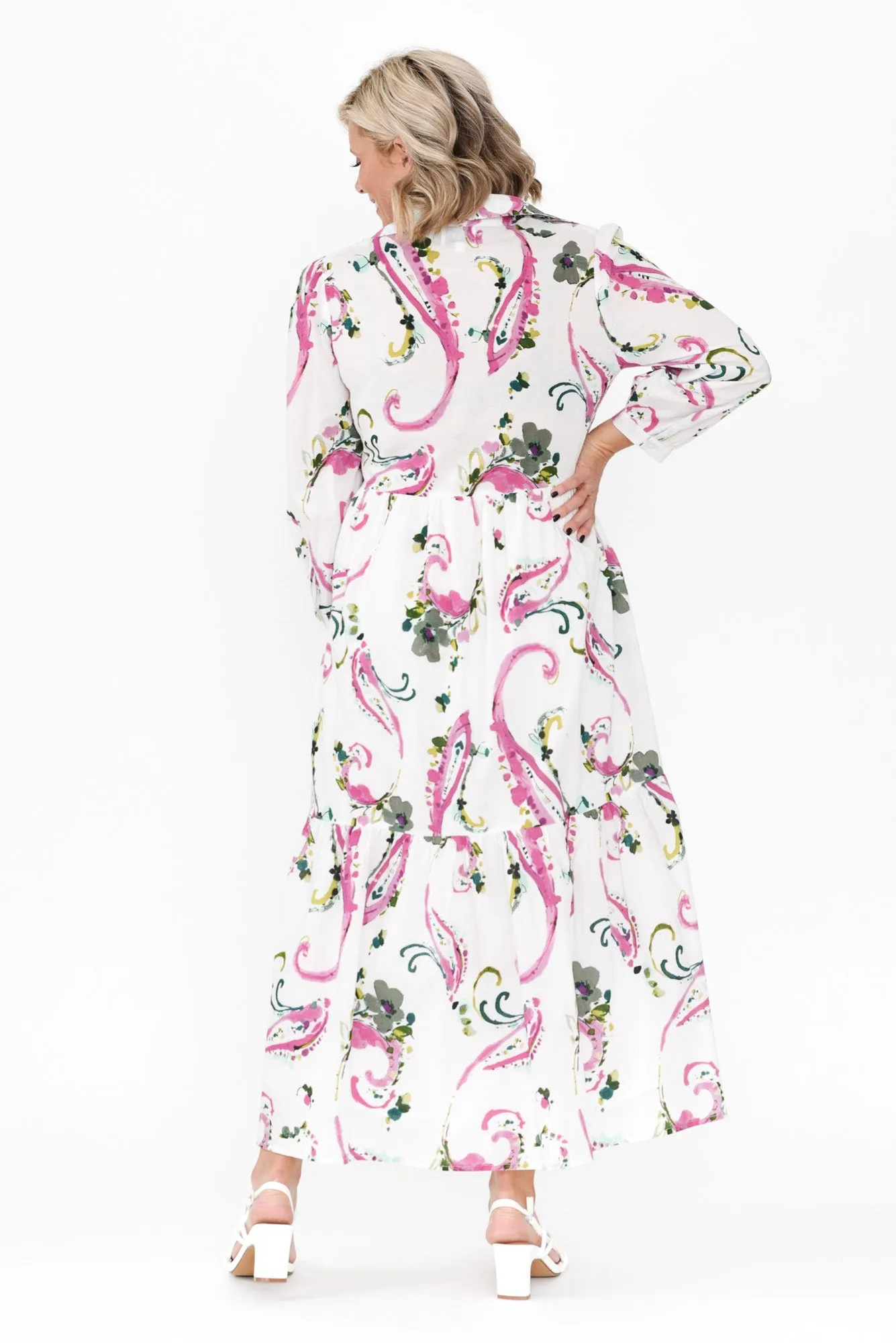 Noleen Pink Paisley Cotton Dress