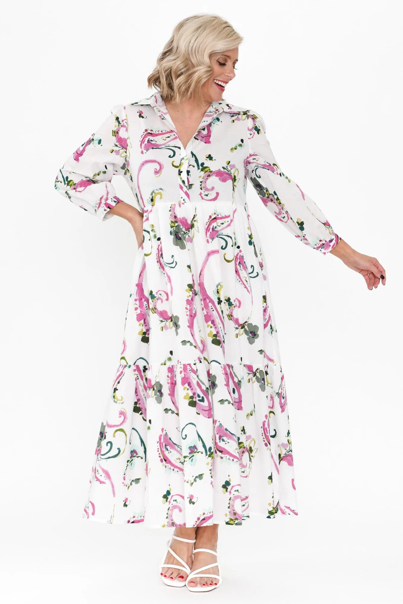 Noleen Pink Paisley Cotton Dress