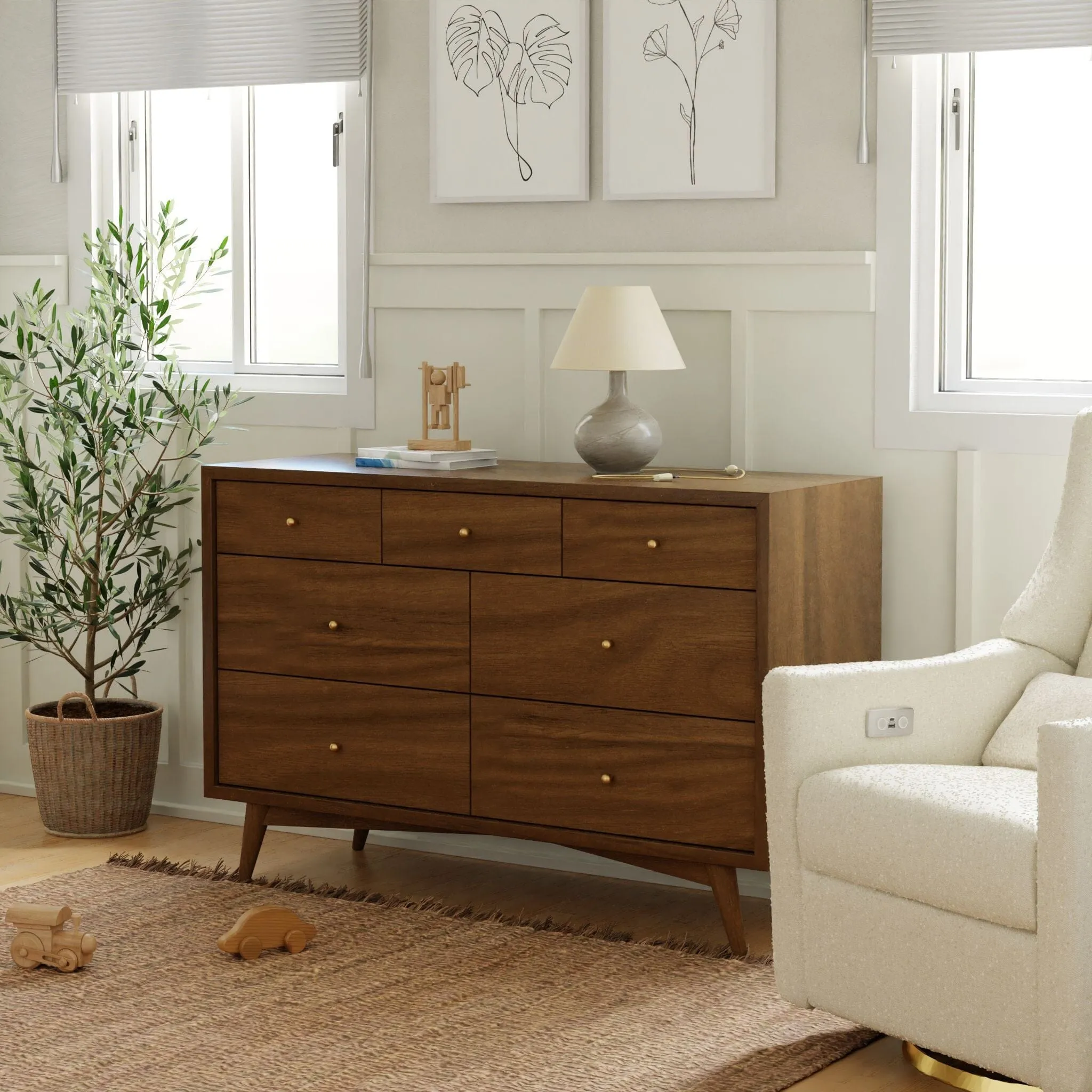 Palma 7-Drawer Assembled Double Dresser | Natural Walnut