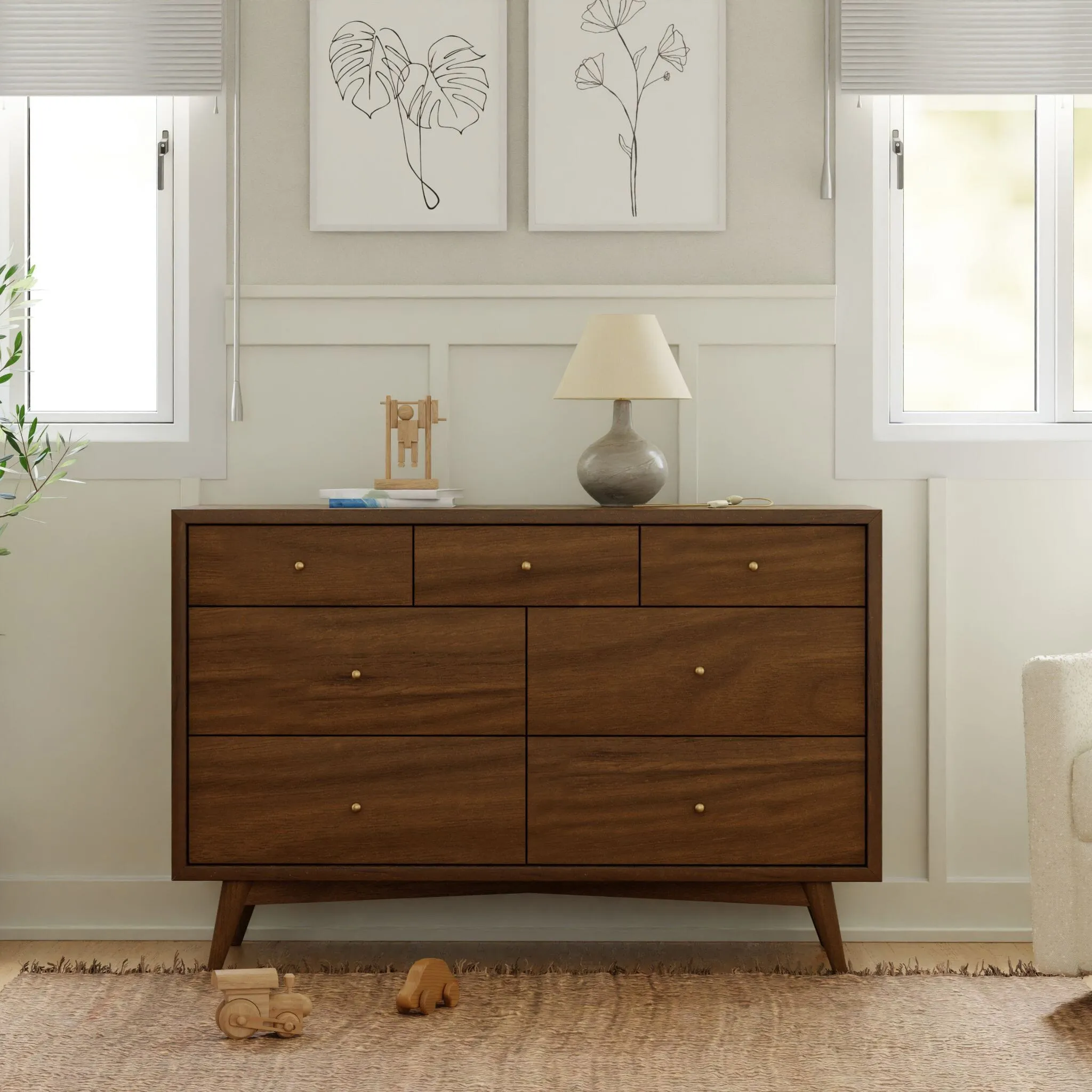 Palma 7-Drawer Assembled Double Dresser | Natural Walnut