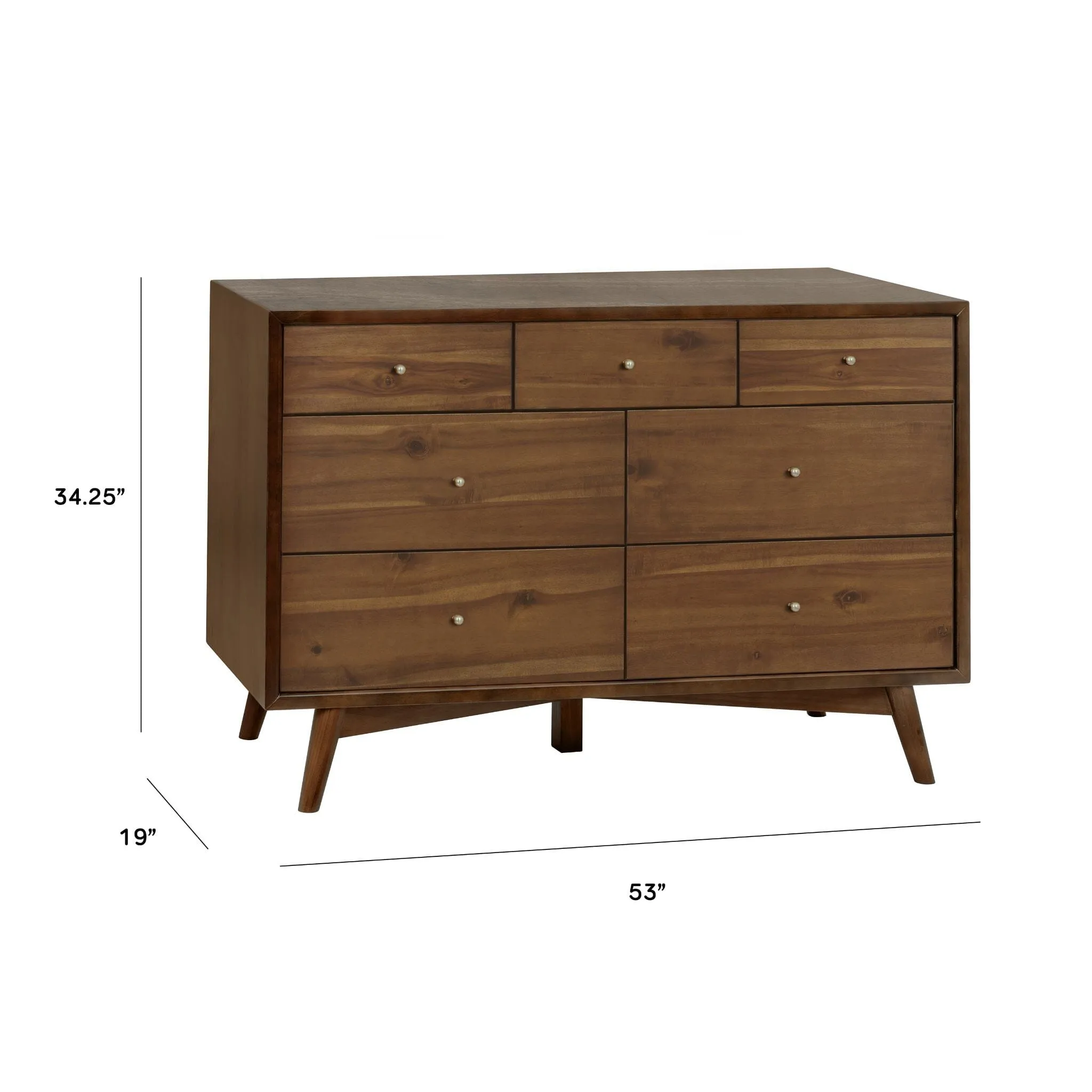 Palma 7-Drawer Assembled Double Dresser | Natural Walnut