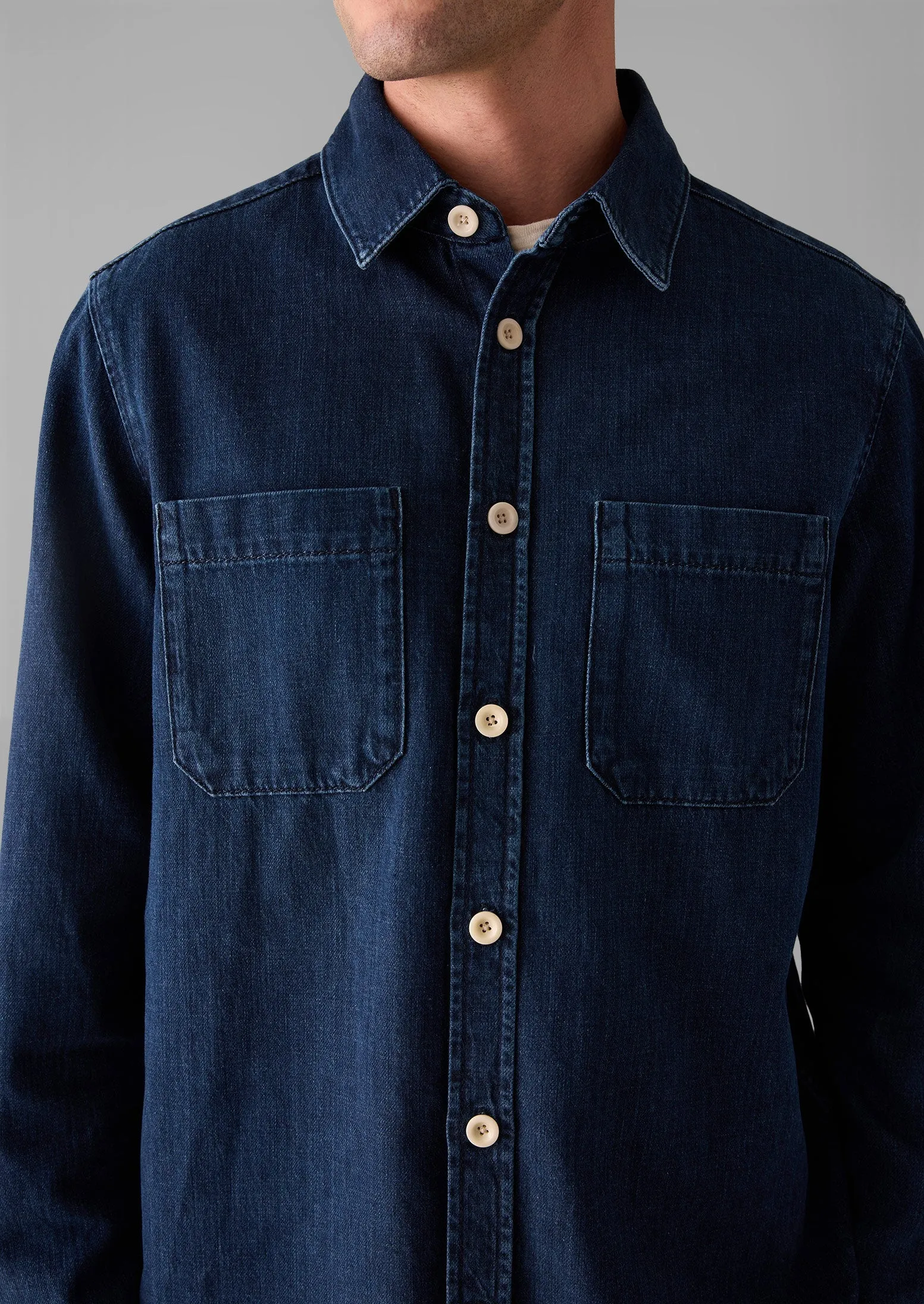 Patch Pocket Denim Shirt | Indigo