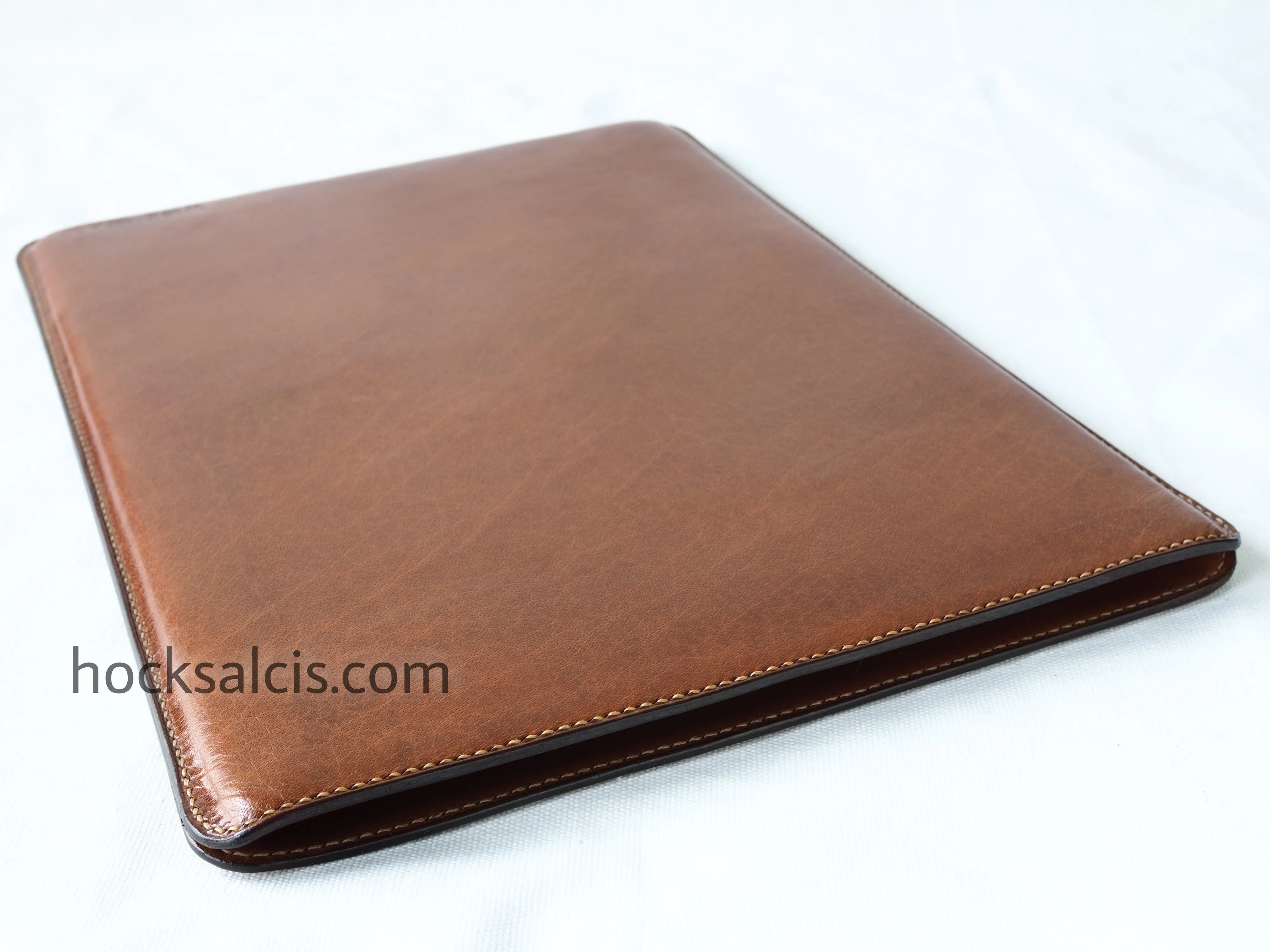 Personalised custom full grain genuine leather laptop tablet sleeve tan