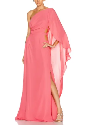 Pink One Shoulder Cosette Silk Gown