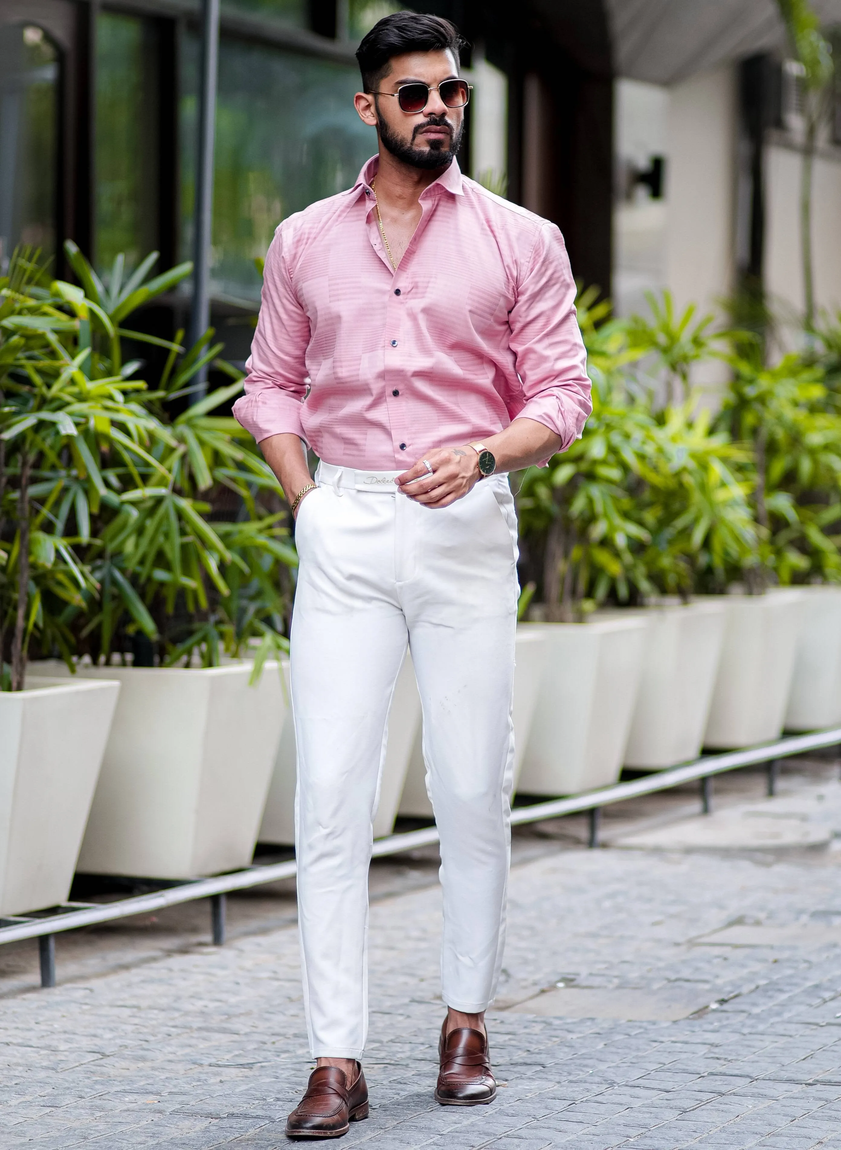 Pink Texture Premium Cotton Shirt