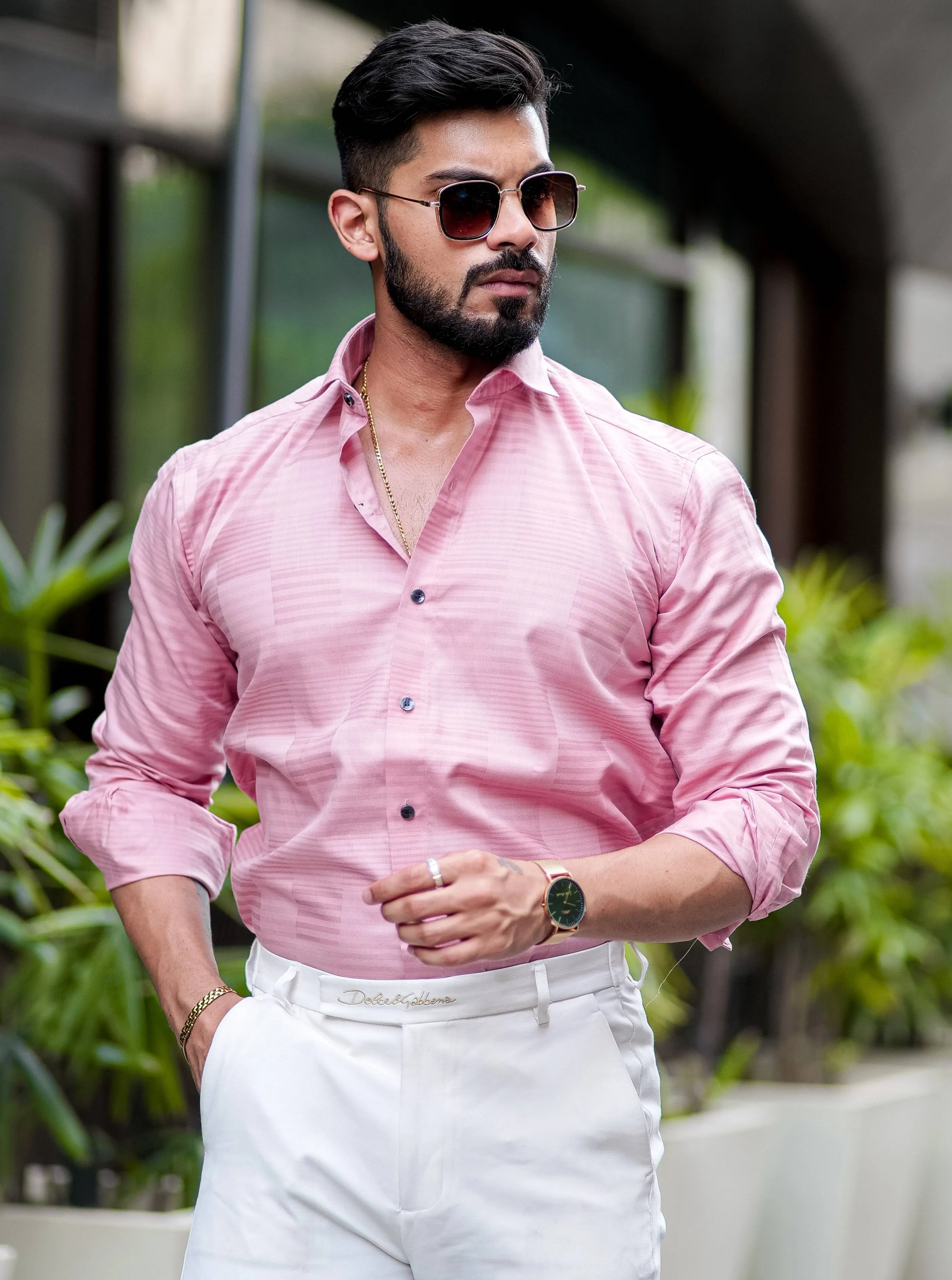 Pink Texture Premium Cotton Shirt