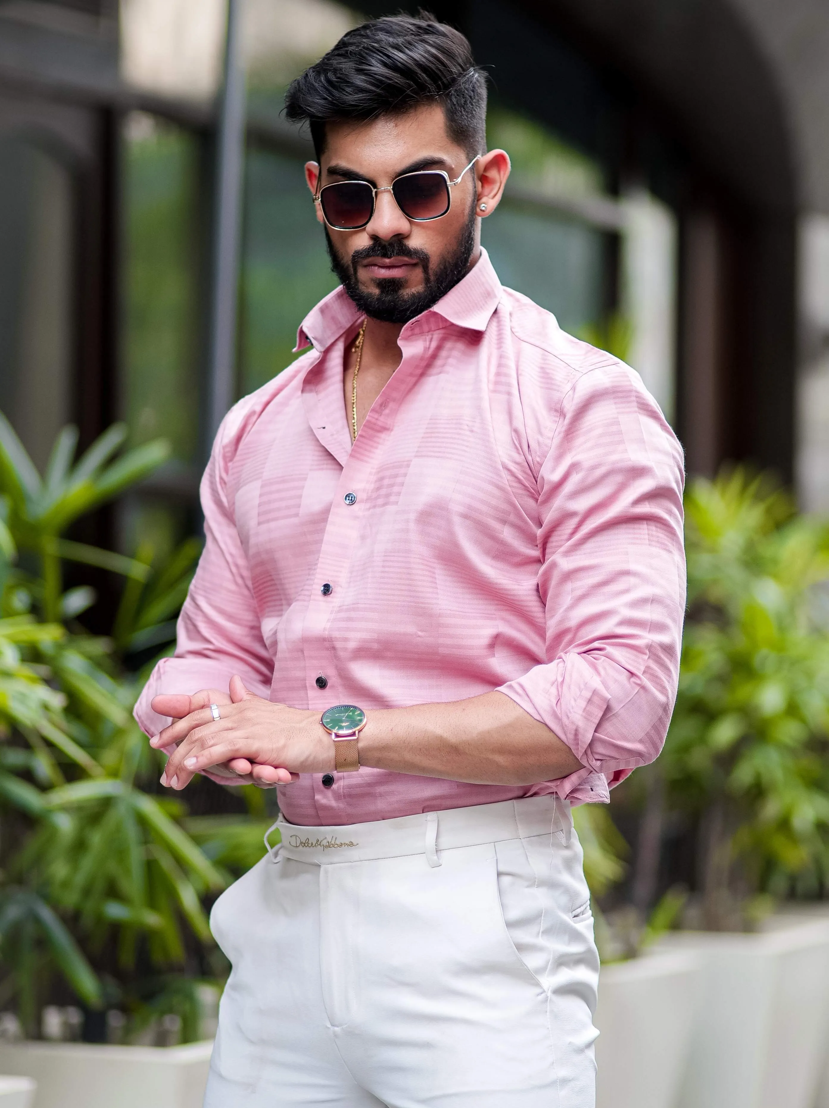 Pink Texture Premium Cotton Shirt