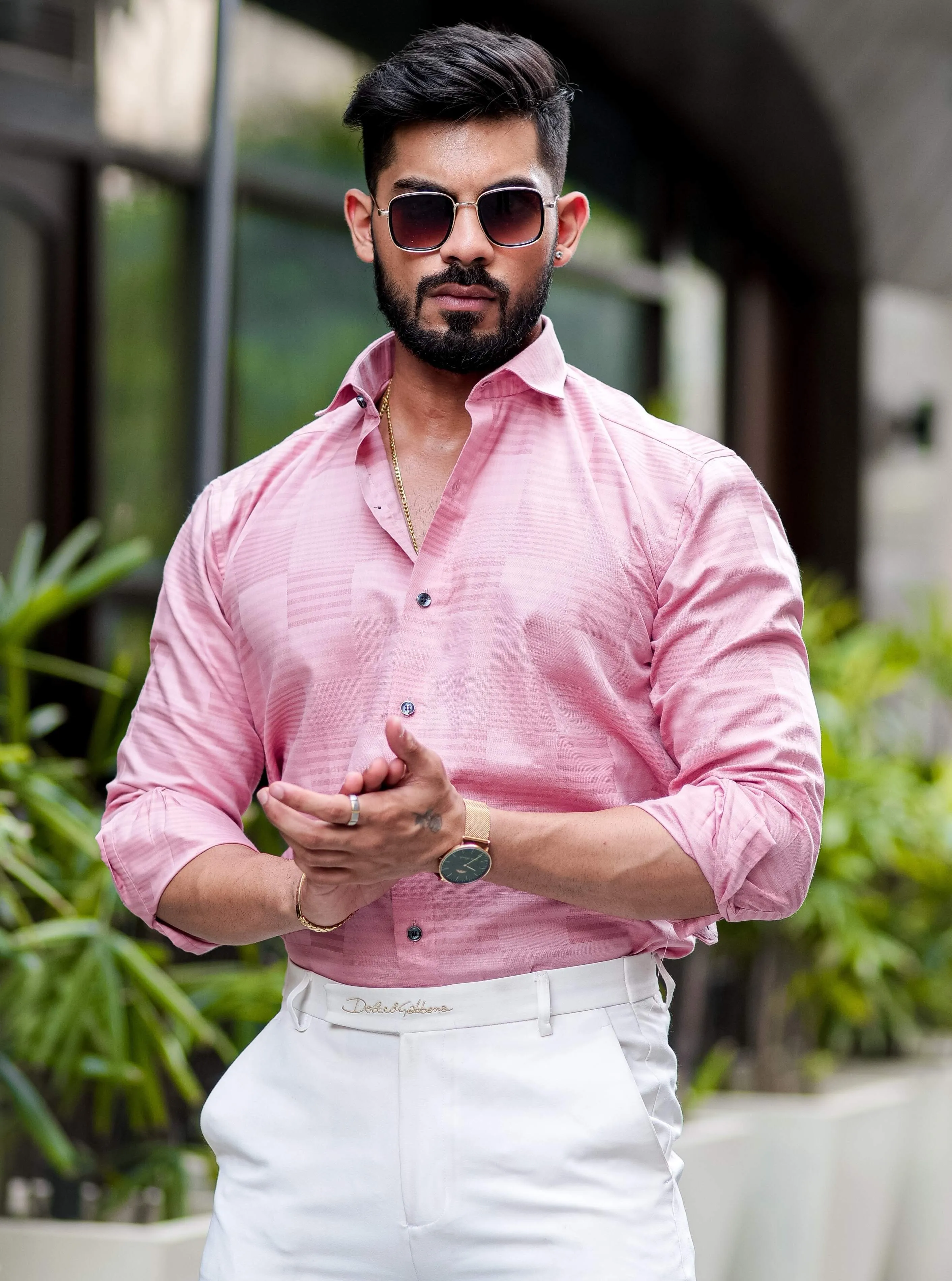 Pink Texture Premium Cotton Shirt