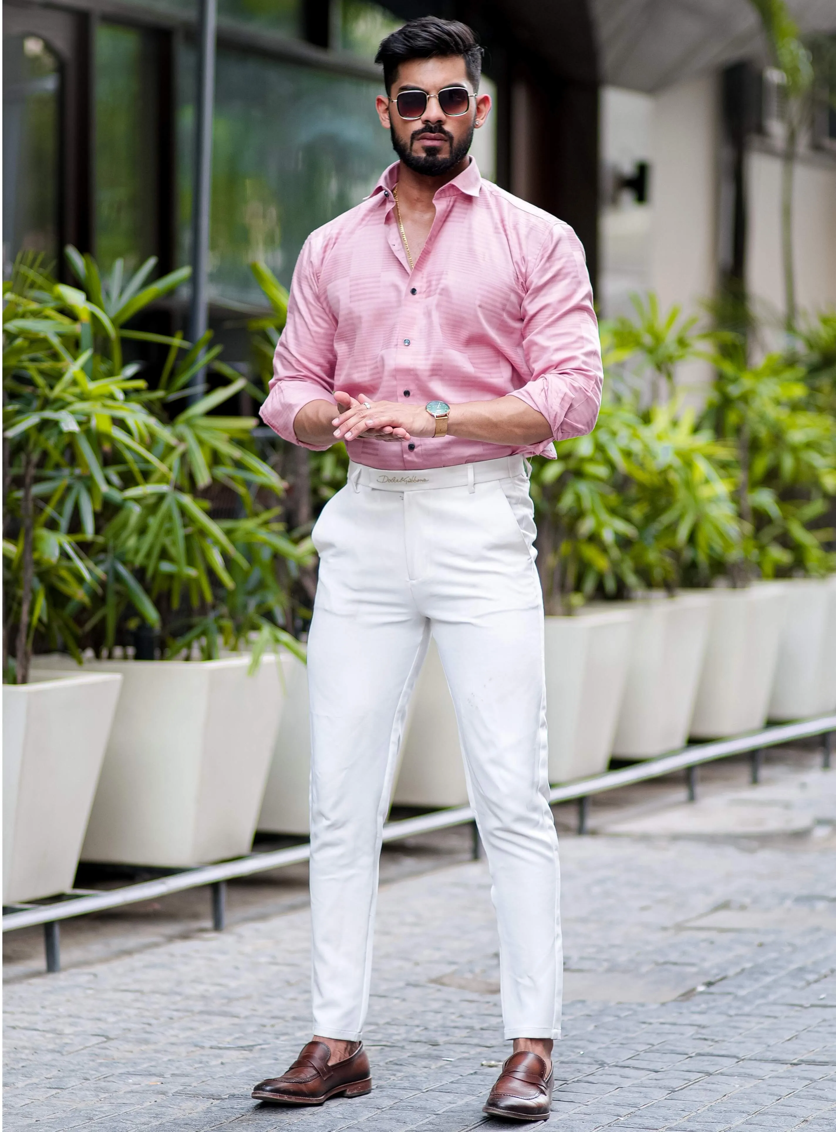 Pink Texture Premium Cotton Shirt