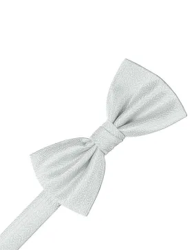 Platinum Herringbone Bow Tie