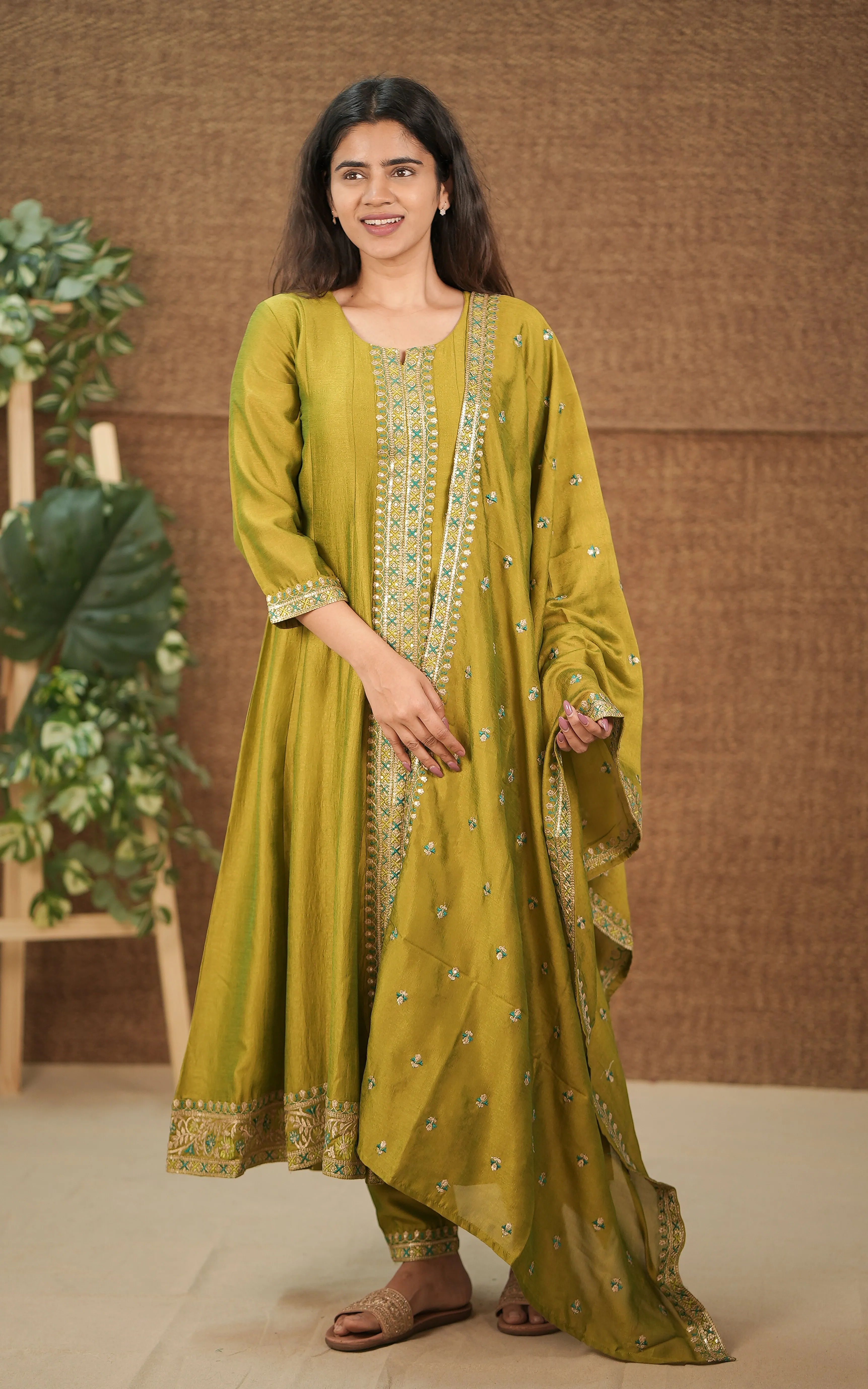 Poshika Lime Green (Kurti Pant Dupatta)