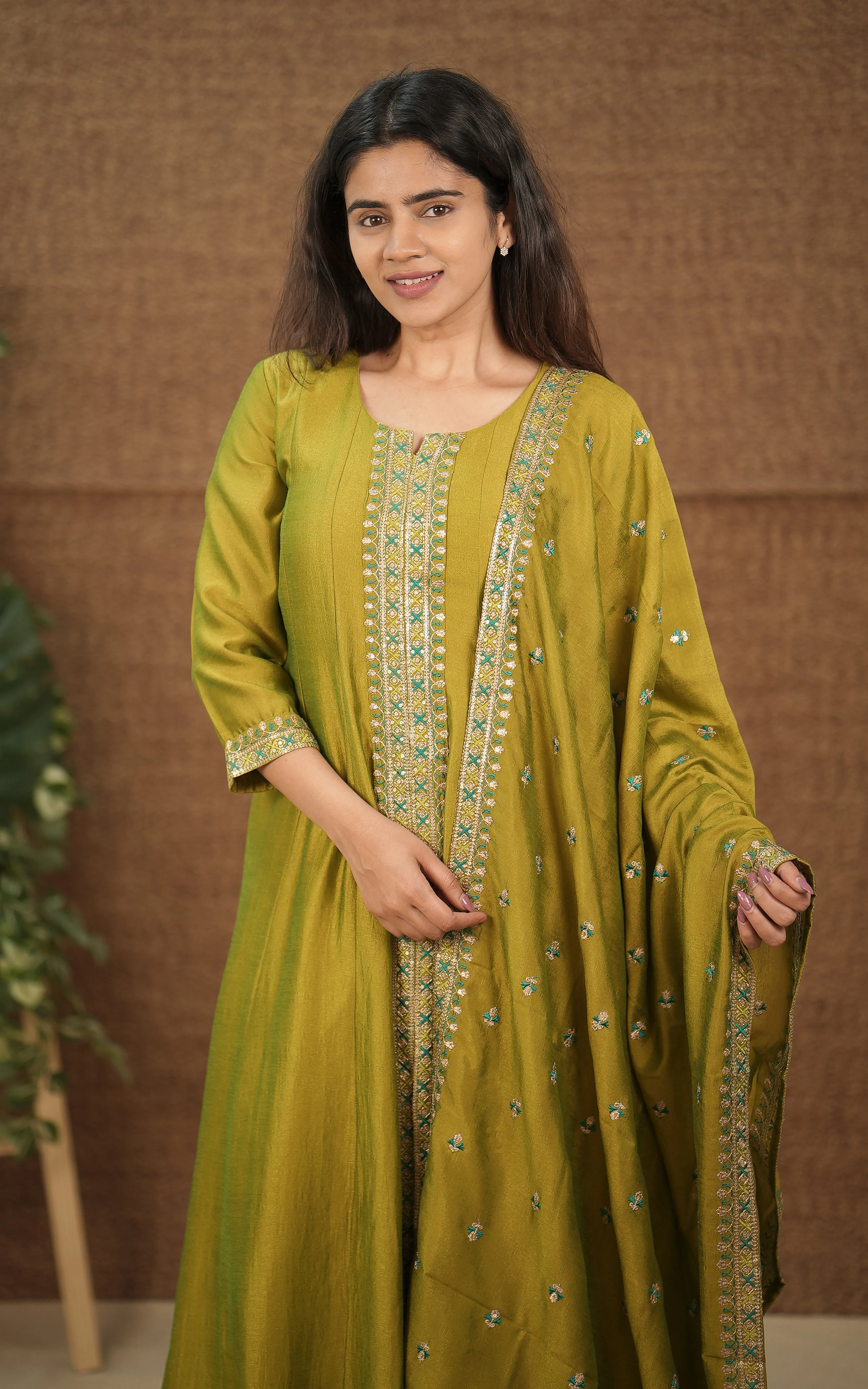 Poshika Lime Green (Kurti Pant Dupatta)