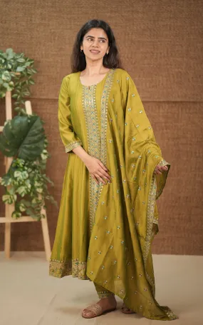 Poshika Lime Green (Kurti Pant Dupatta)