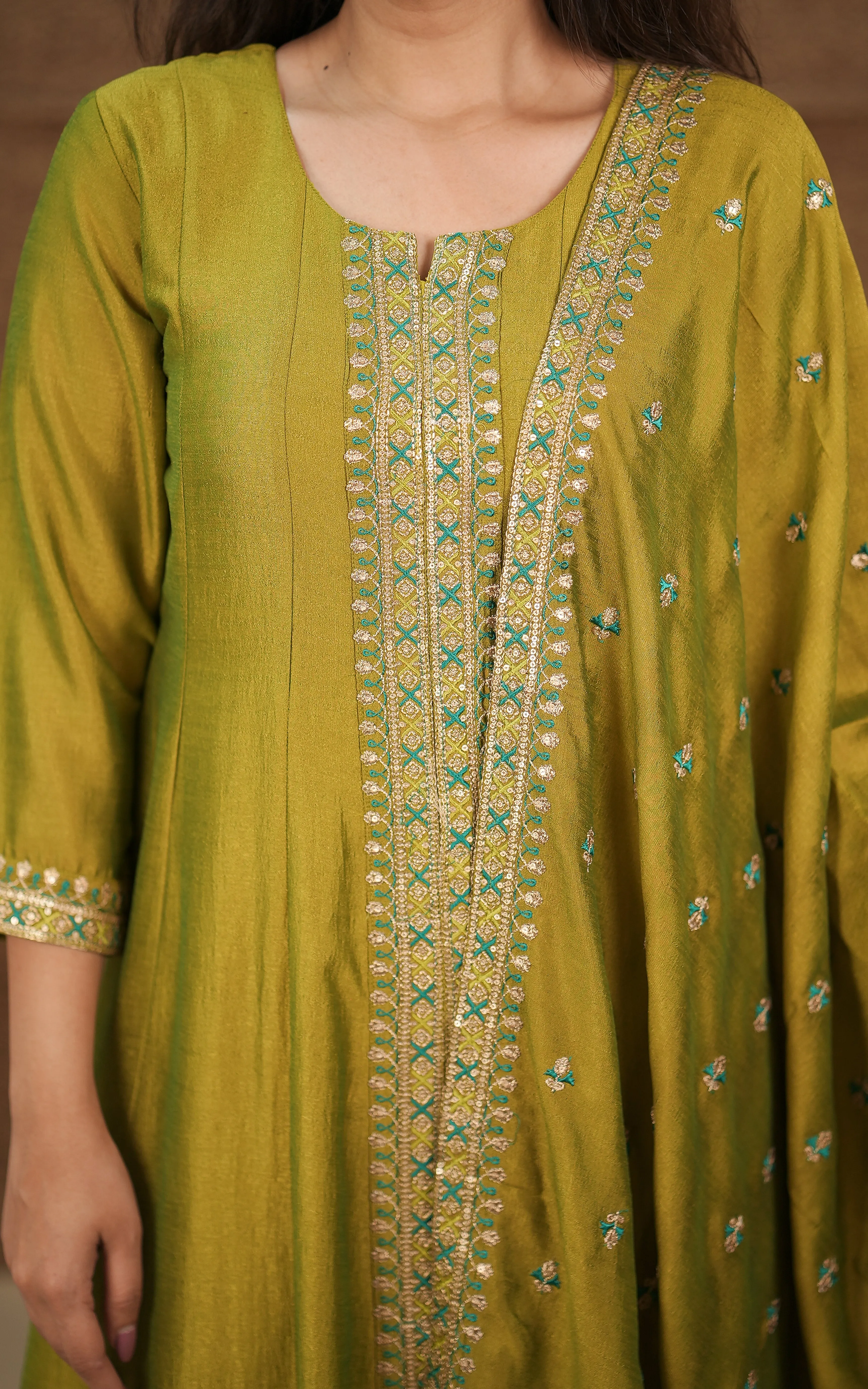 Poshika Lime Green (Kurti Pant Dupatta)