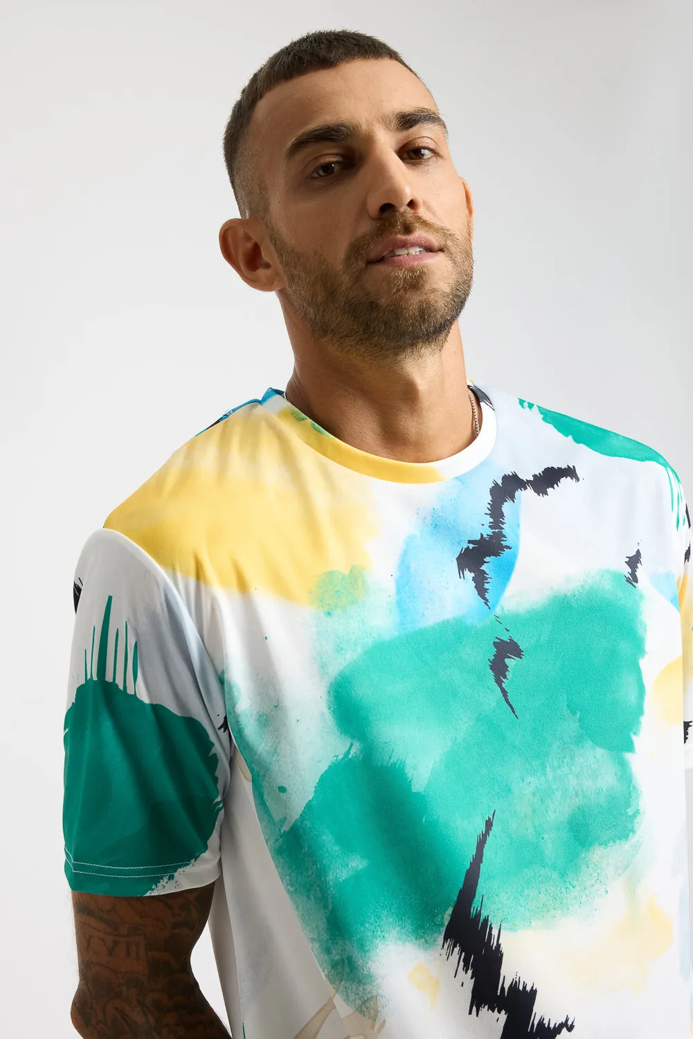 Printed Men's T-Shirt - Water Colour Effect