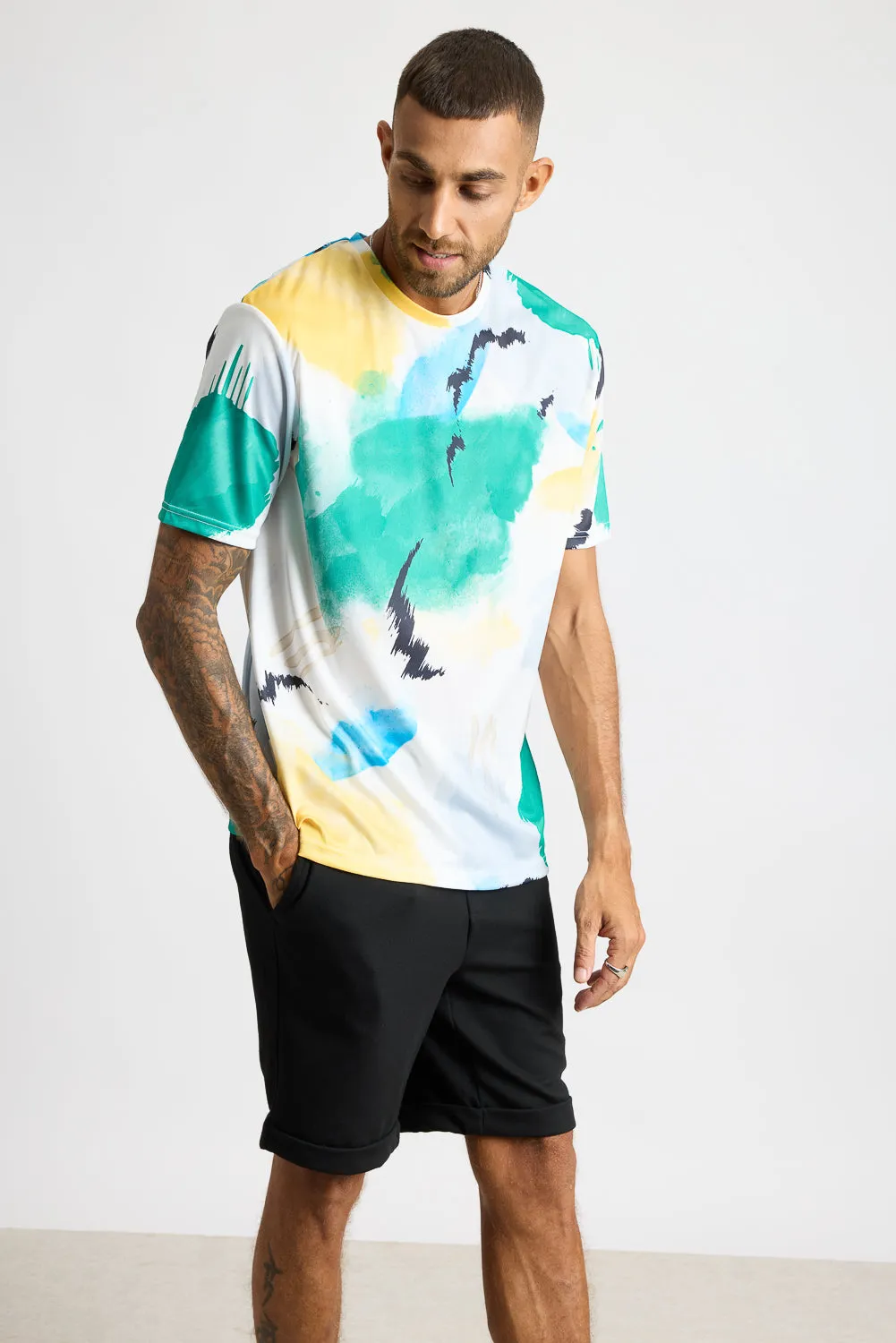 Printed Men's T-Shirt - Water Colour Effect