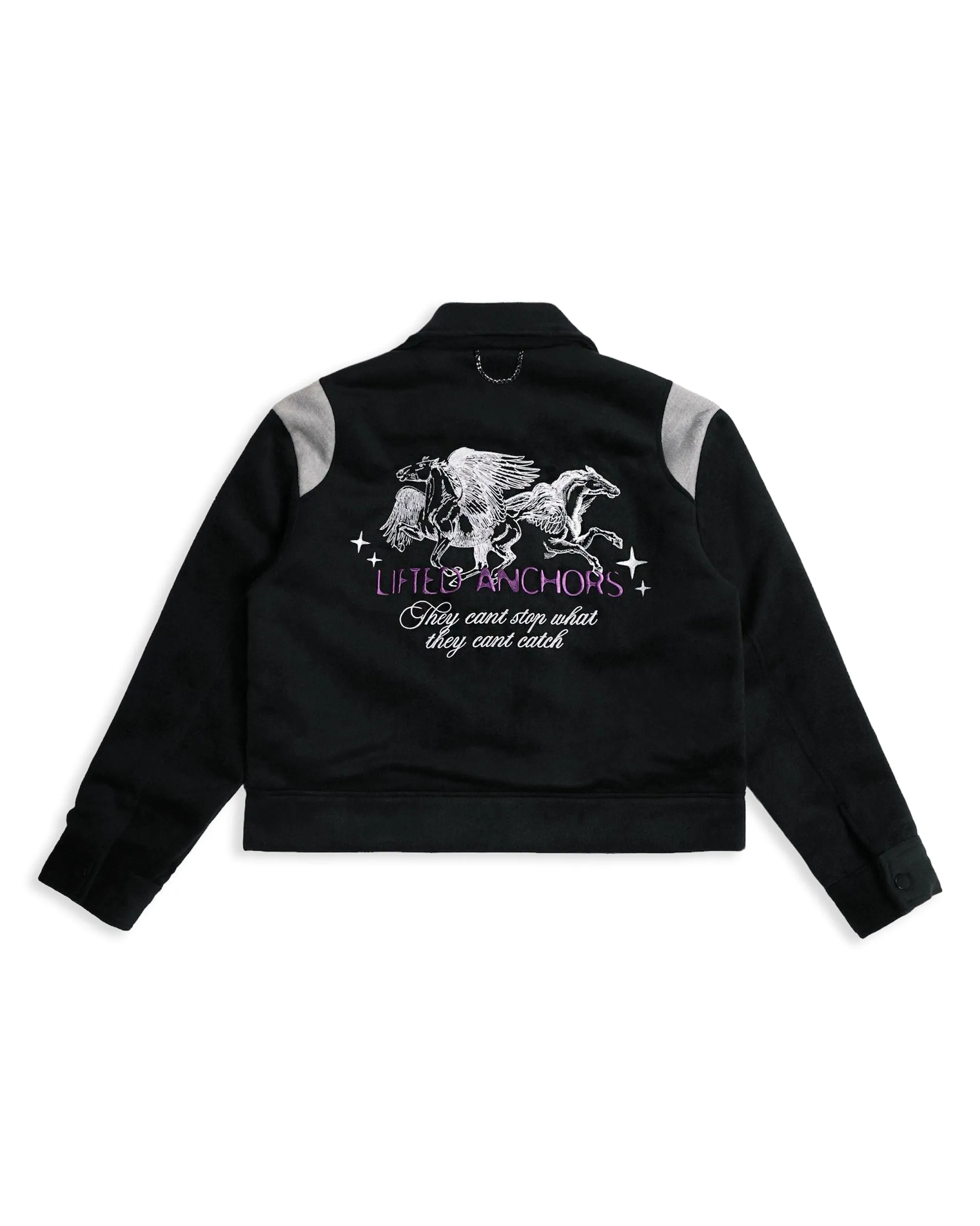 "Pegasus" Wool Teddy Jacket (Black/Grey)