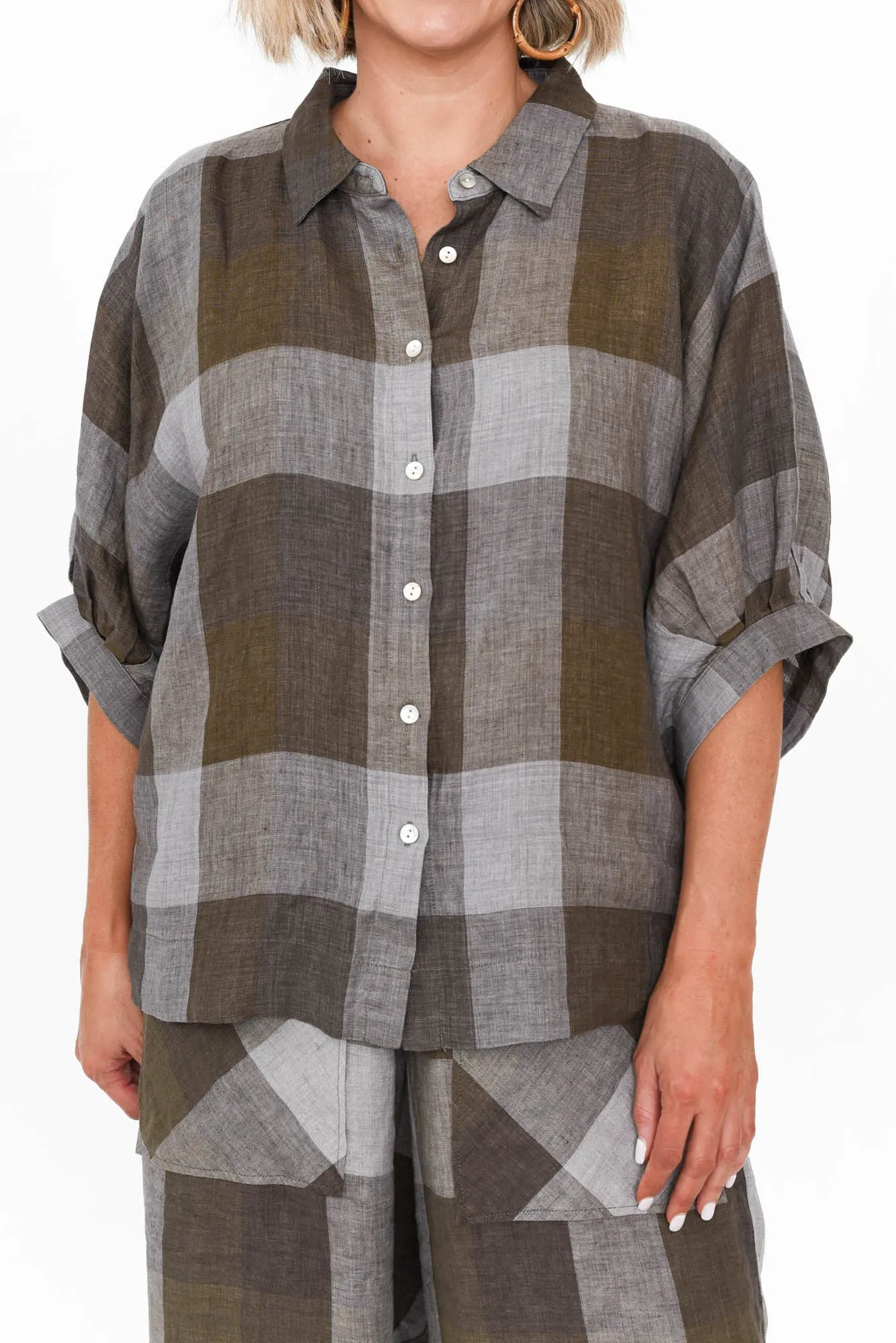 Radbert Chocolate Check Linen Shirt