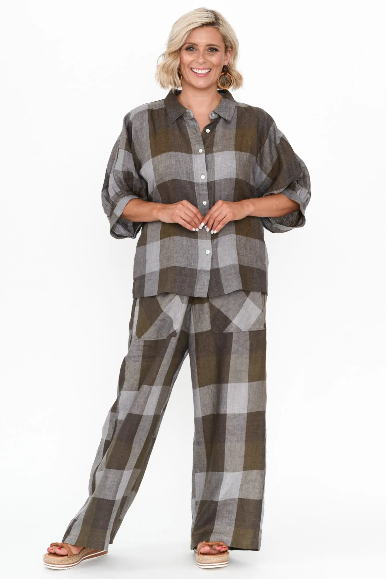 Radbert Chocolate Check Linen Shirt