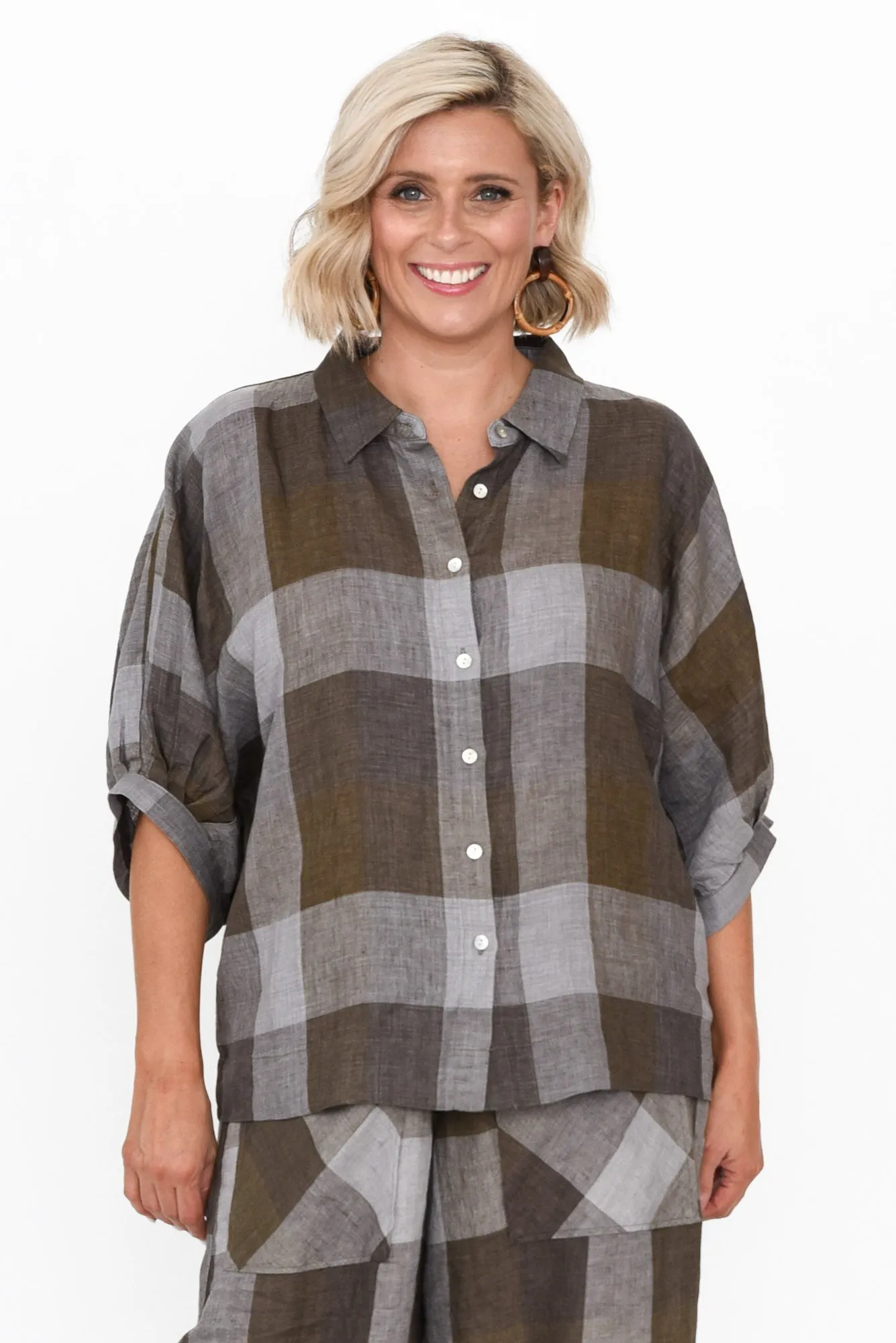 Radbert Chocolate Check Linen Shirt