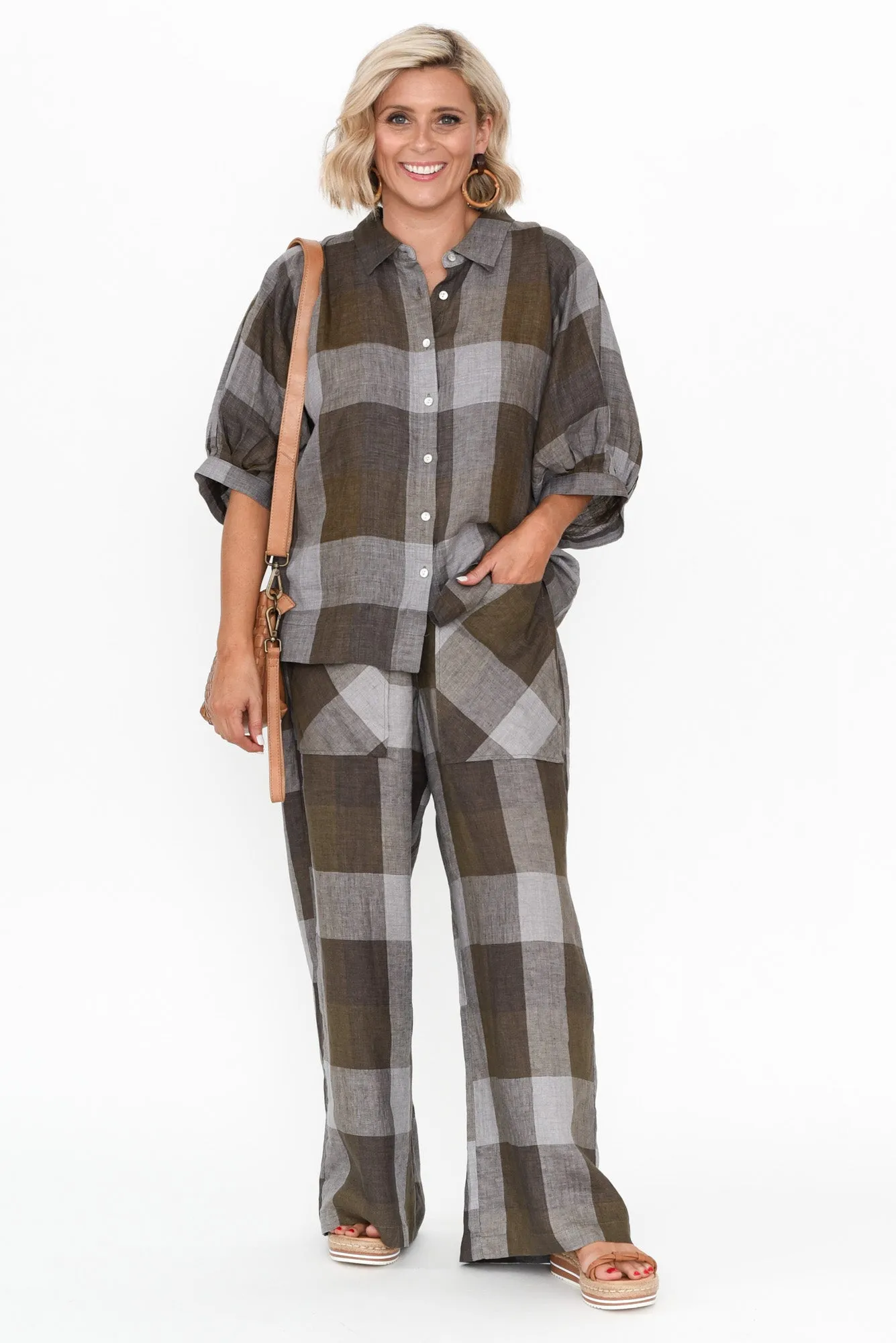 Radbert Chocolate Check Linen Shirt