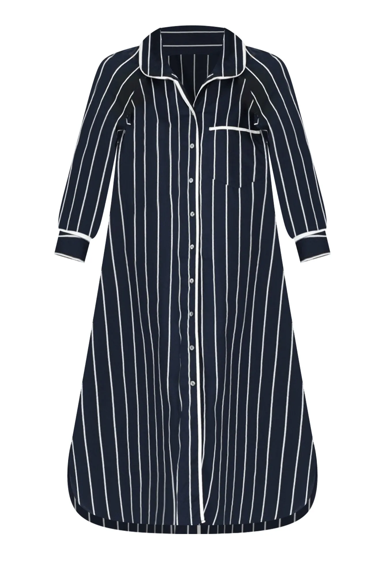 Robyn Navy Stripe Cotton Shirt Dress