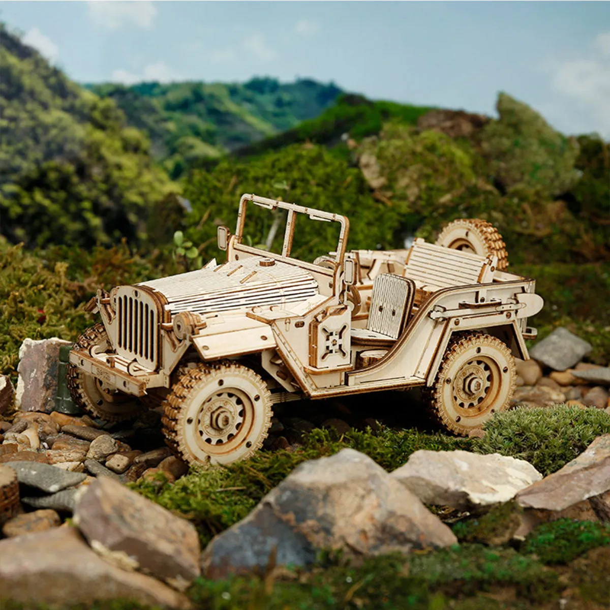 ROKR Army Jeep Scale Model 3D Wooden Puzzle MC701