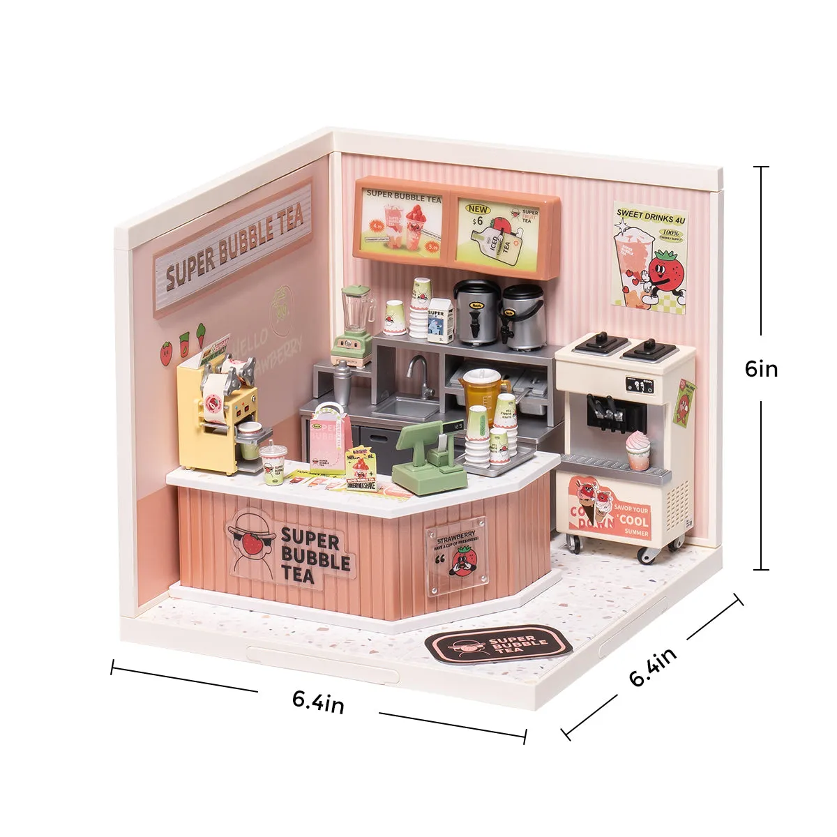 Rolife Super Creator Double Joy Bubble Tea Plastic DIY Miniature House Kit DW006