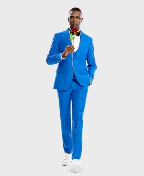 Royal Blue Slim Fit Wide Peak Lapel Suit