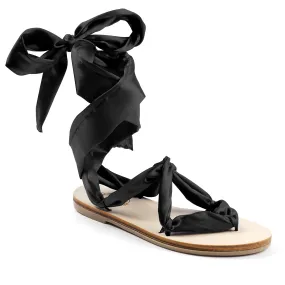 Silk Lace Up Open Toe Sandals