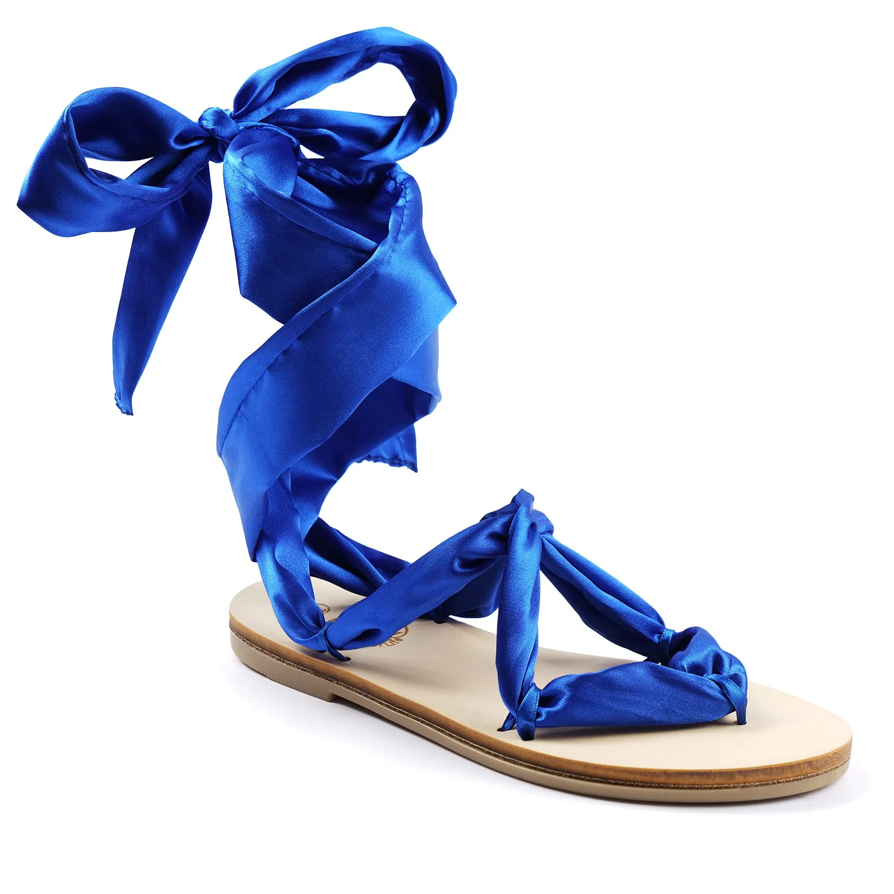 Silk Lace Up Open Toe Sandals