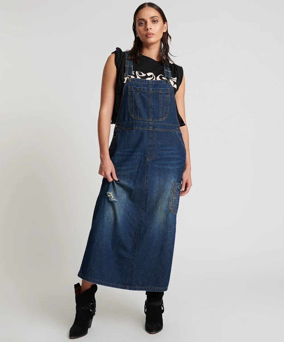 Stanton St Long Denim Pini Dress - Royal Blue