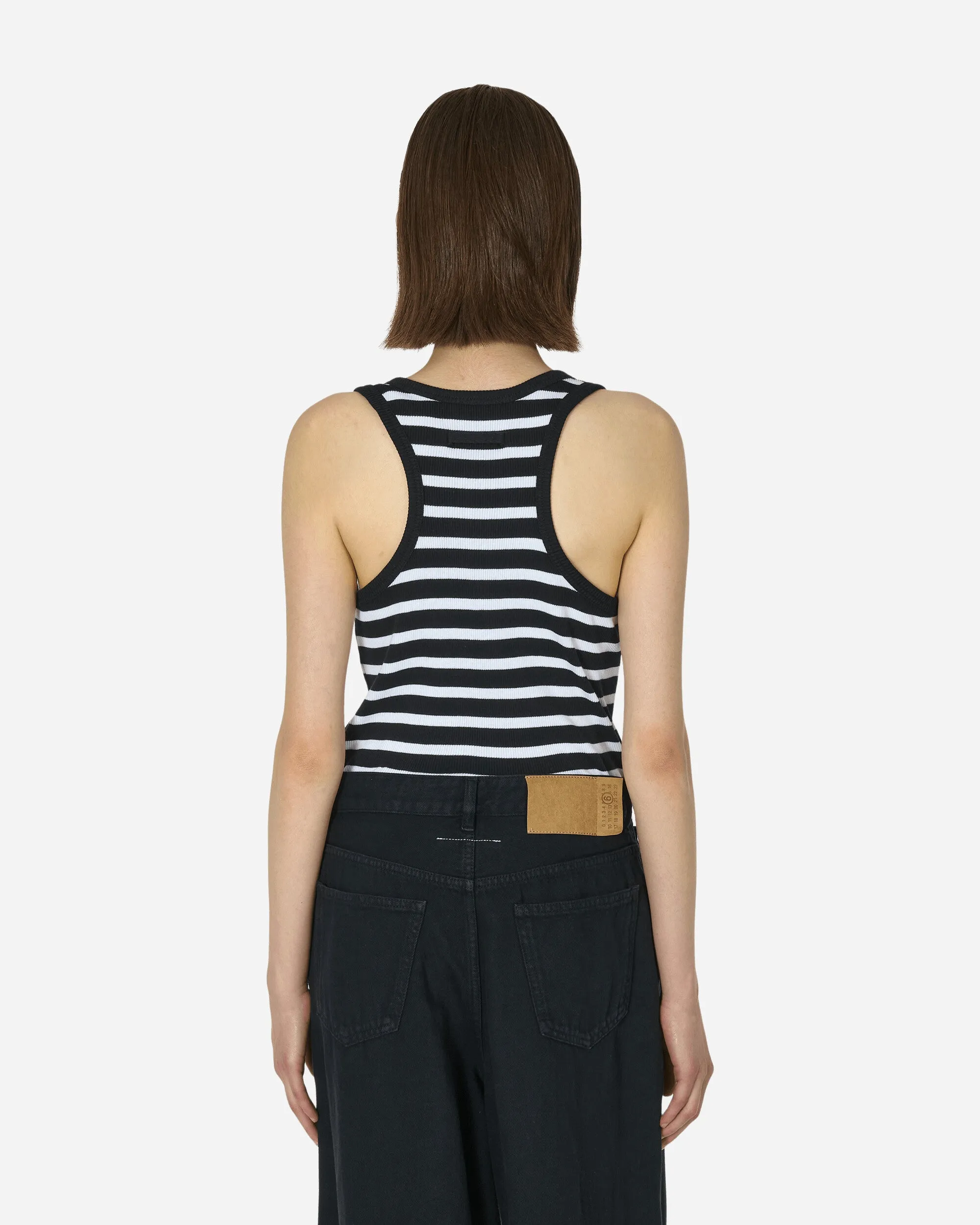 Strapped Marinière Tank Top Black / White