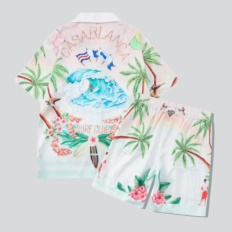 Summer Surf Coconut Tree Print Beach Outfits