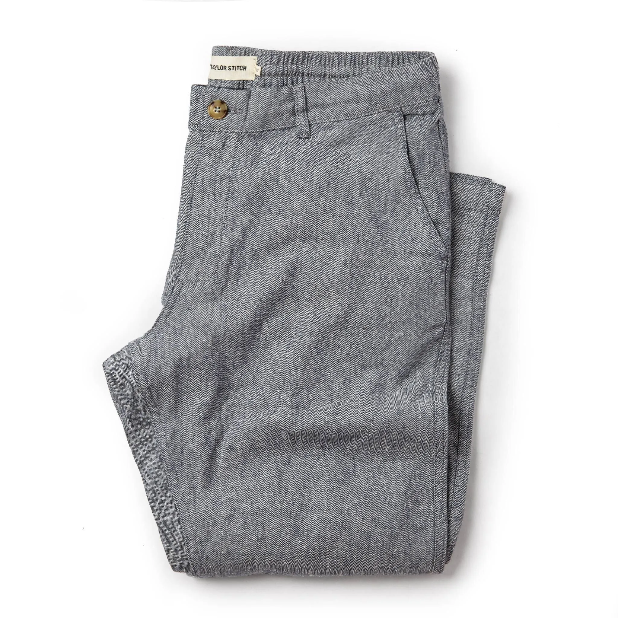 The Easy Pant in Navy Linen Herringbone