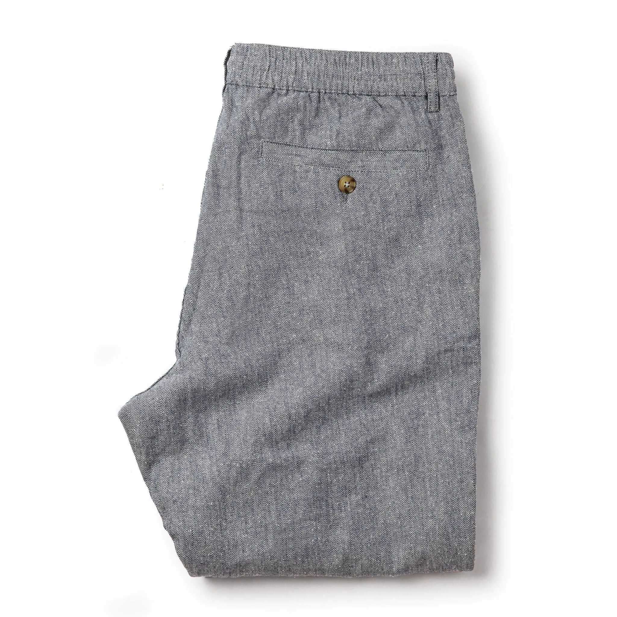 The Easy Pant in Navy Linen Herringbone