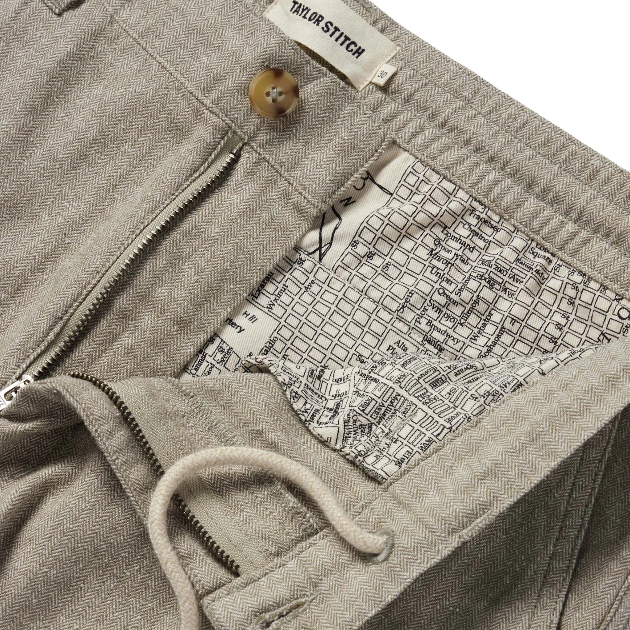 The Easy Pant in Olive Herringbone