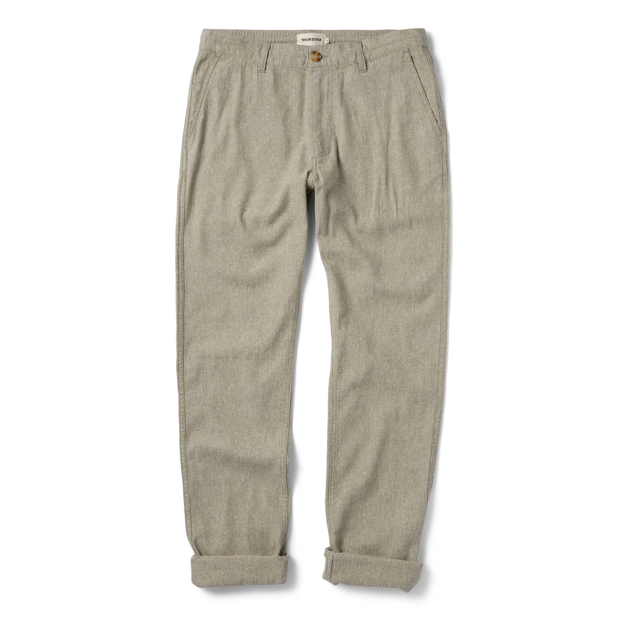 The Easy Pant in Olive Herringbone