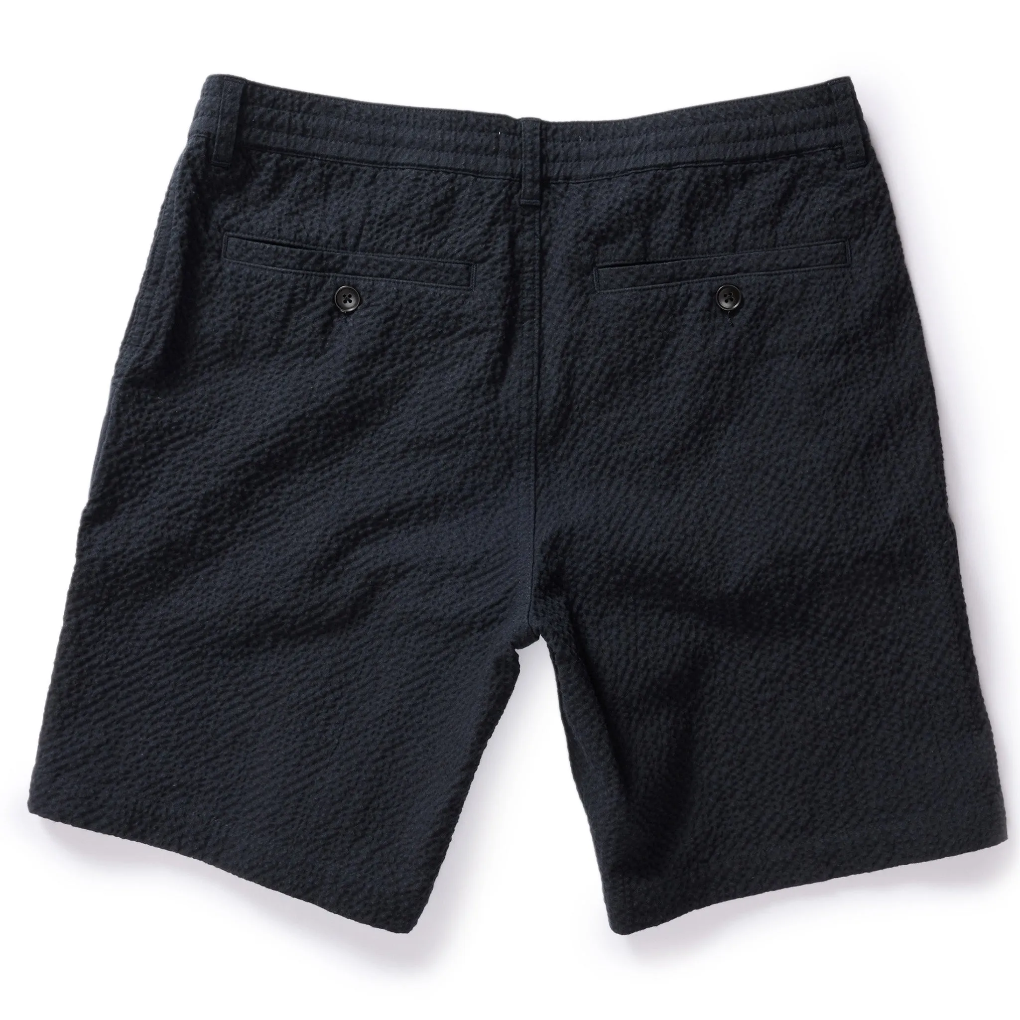 The Easy Short in Heather Navy Seersucker