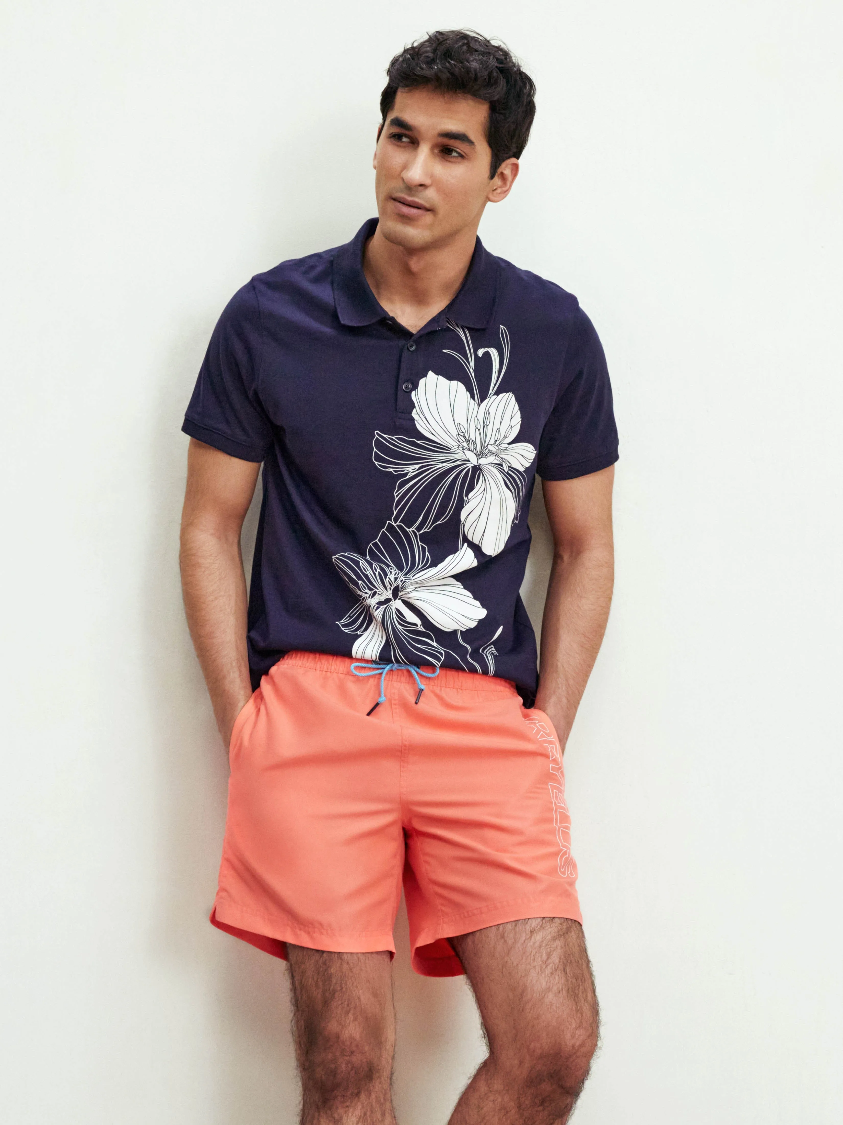 Tropical Floral Print Polo