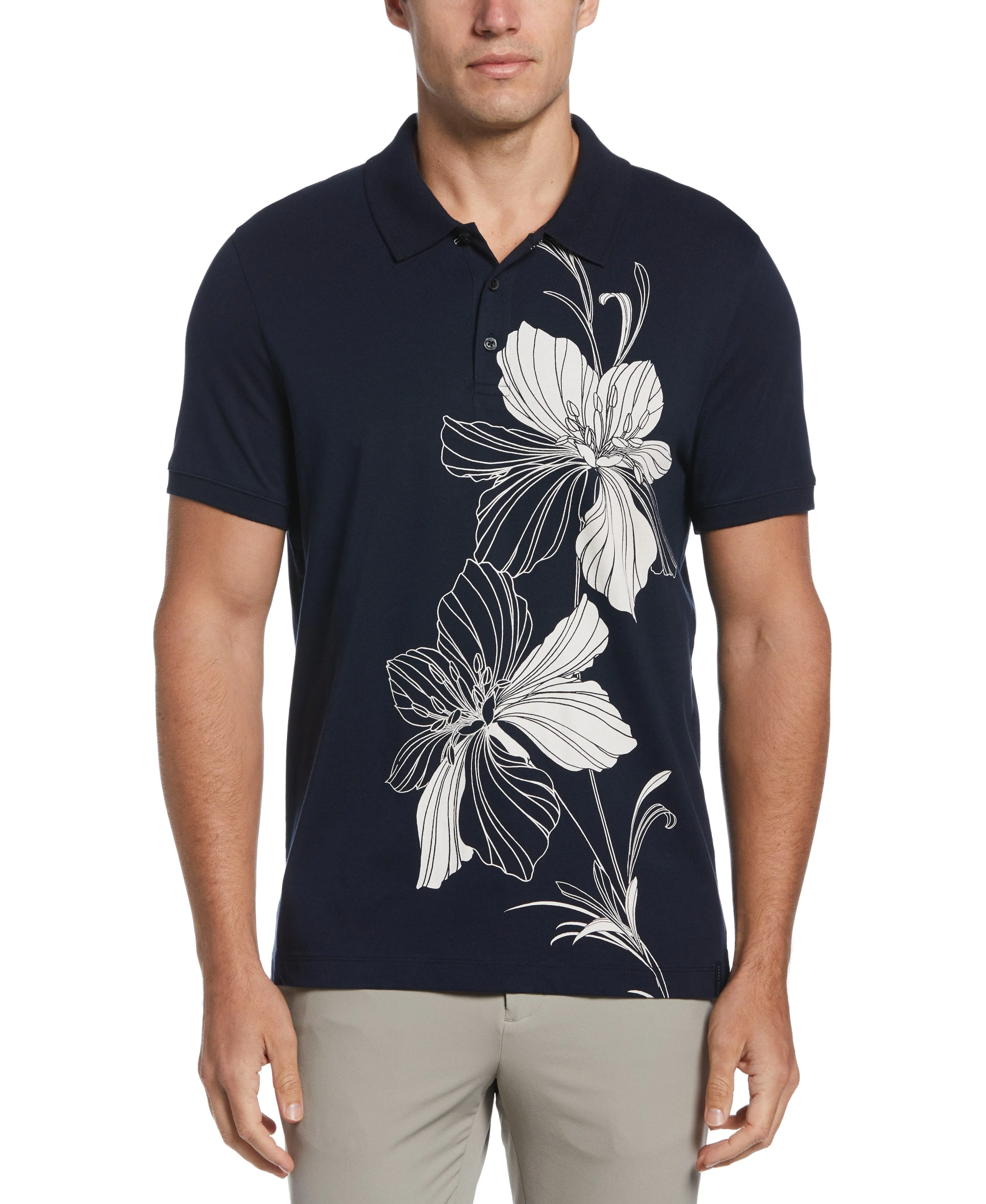 Tropical Floral Print Polo