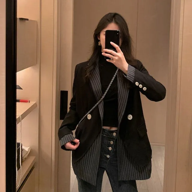 Two-Layered Blazer With Pinstripes