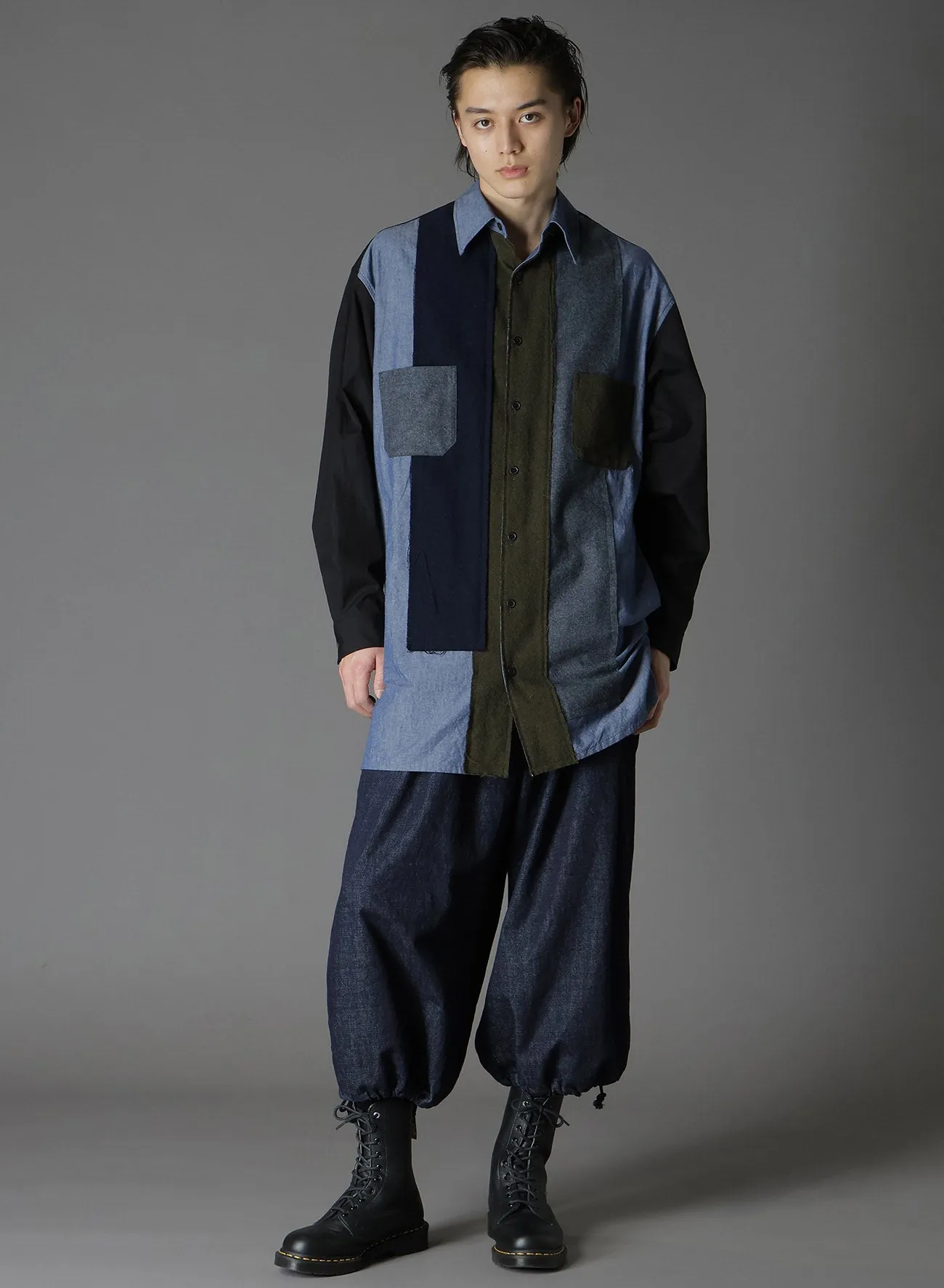 VARIOUS MATERIAL COMBINATION DESIGN BIG SHIRT