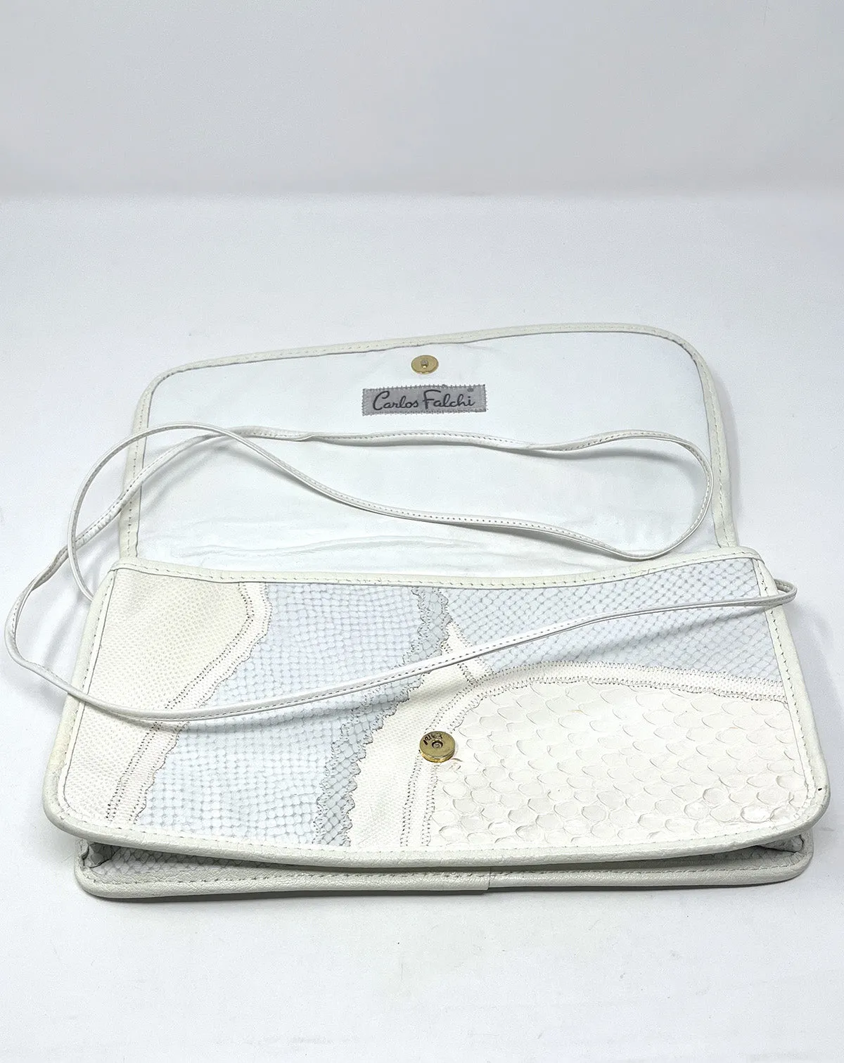 Vintage Carlos Falchi Cream & Gray Snakeskin Purse